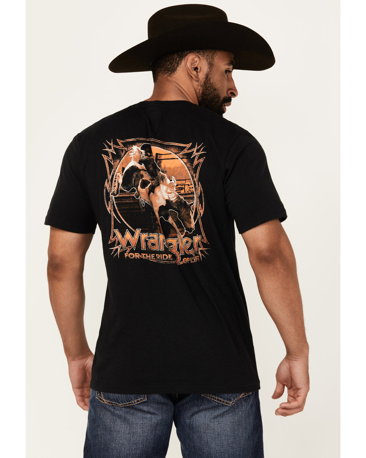Men's Wrangler Boot Barn Exclusive Bucking Cowboy Short Sleeve Graphic