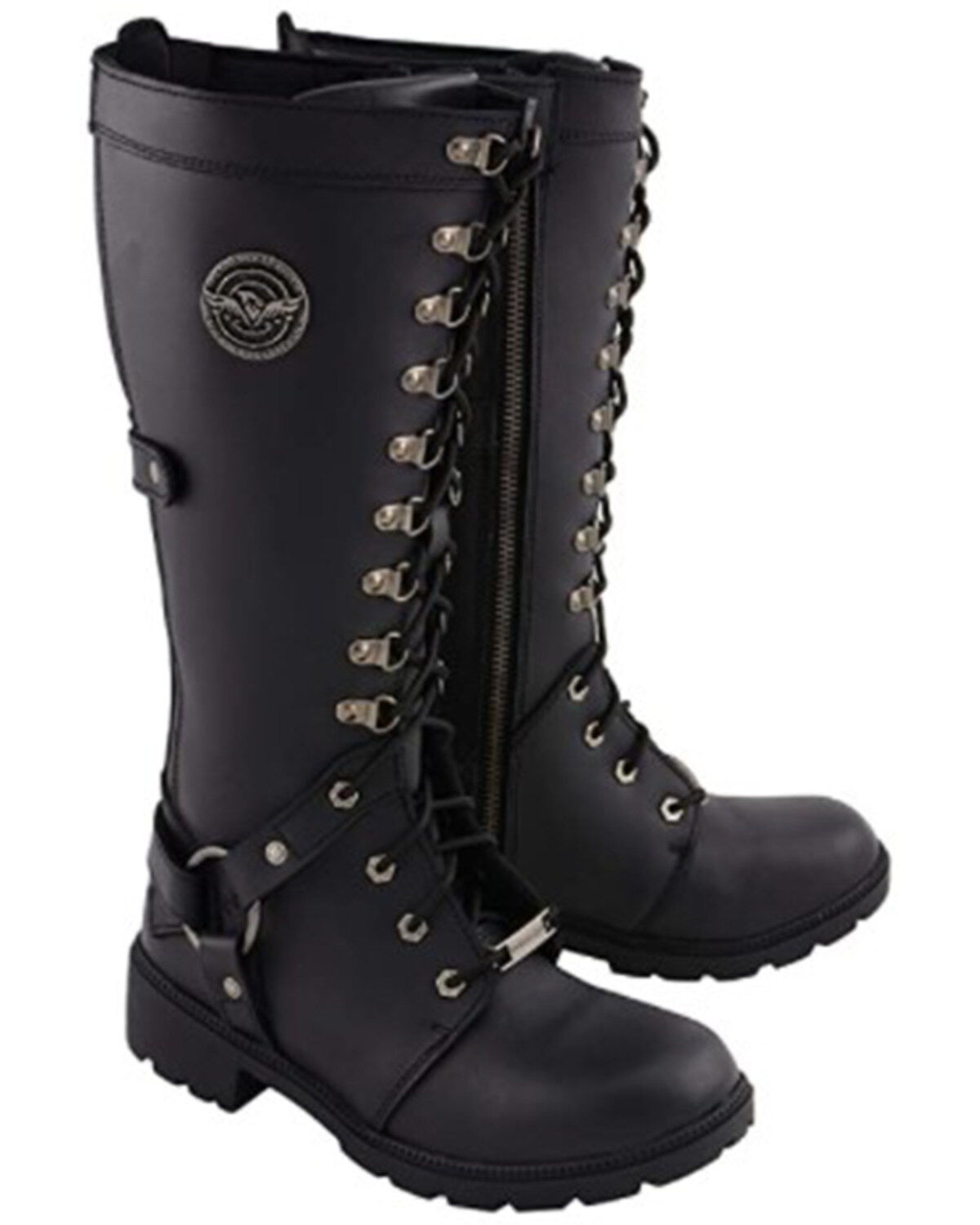 Milwaukee Leather Women’s Jane Combat Style Harness Motorcycle Boots -
