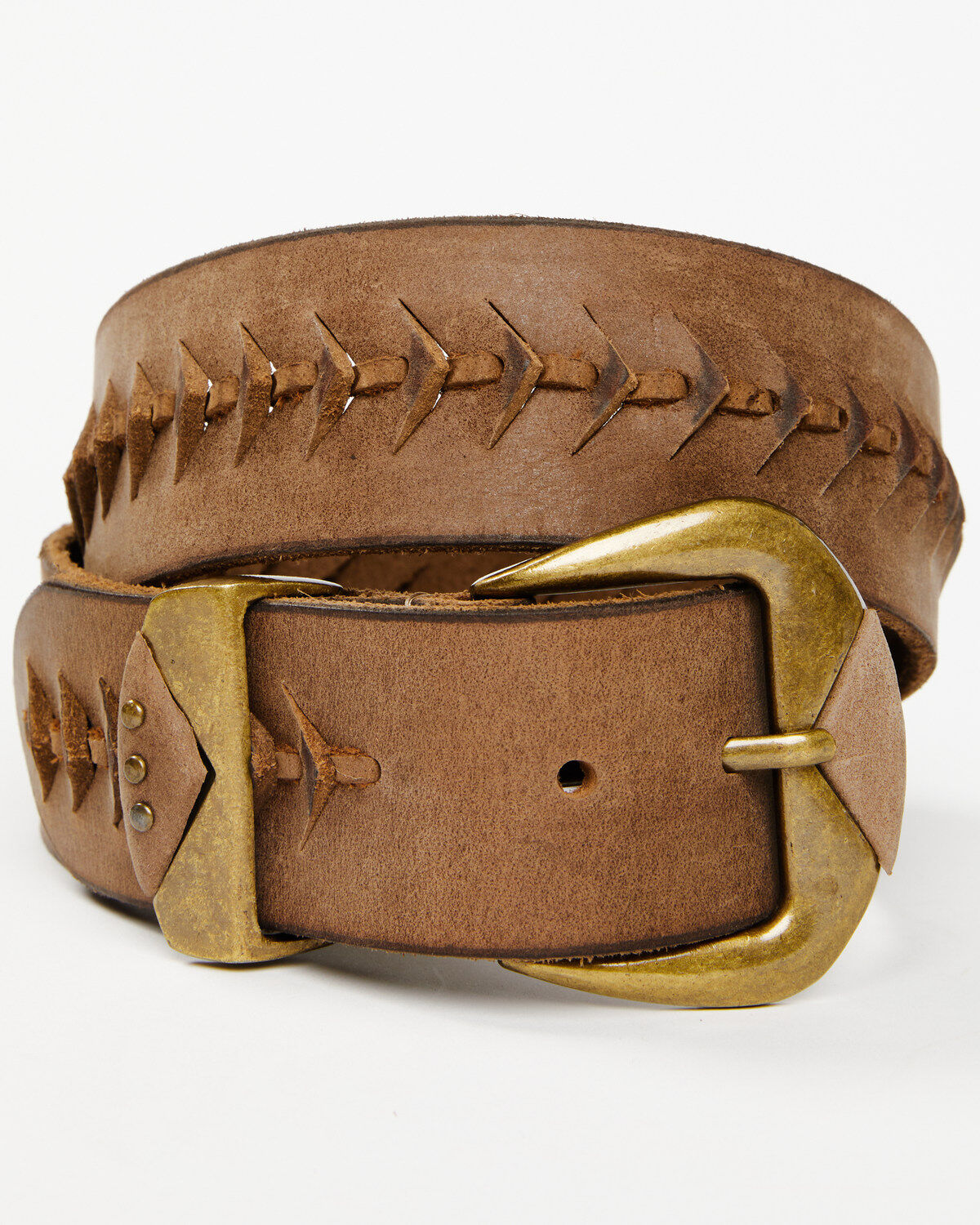 Women's Cleo + Wolf Brass Buckle Lace Detail Western Belt