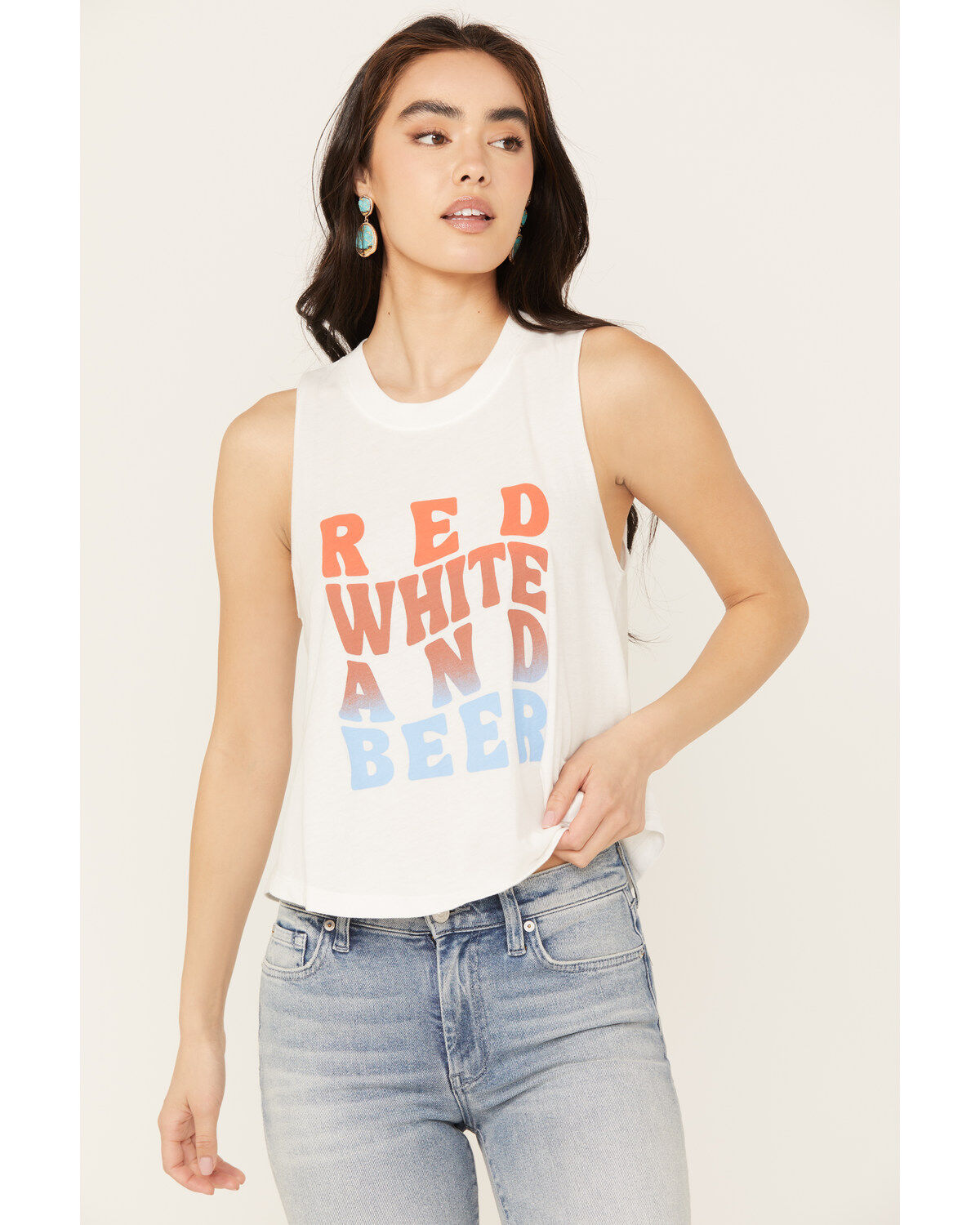 Women's White Crow Red, White and Beer Graphic Tank
