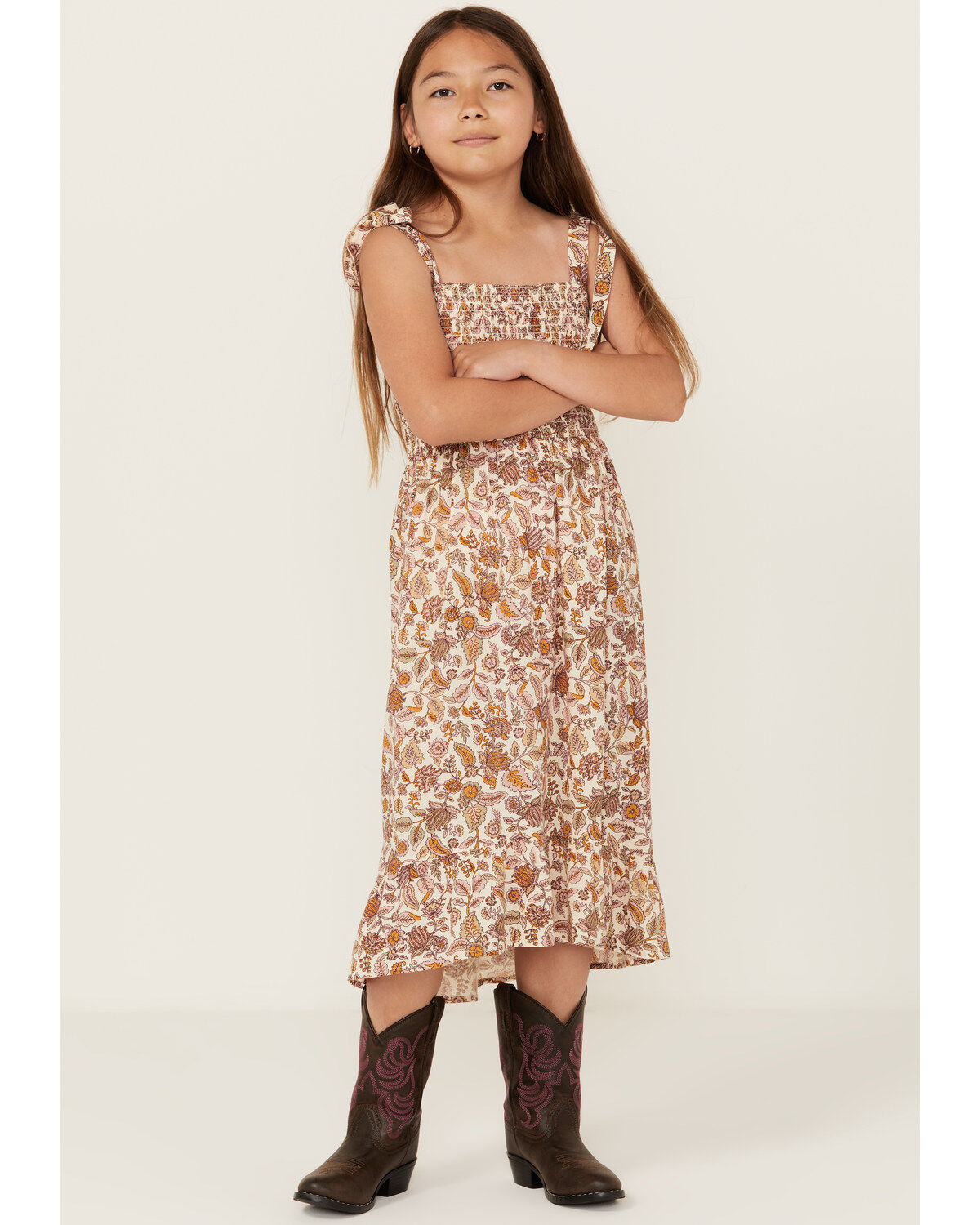 Girls' Cotton & Rye Floral Print Maxi Dress