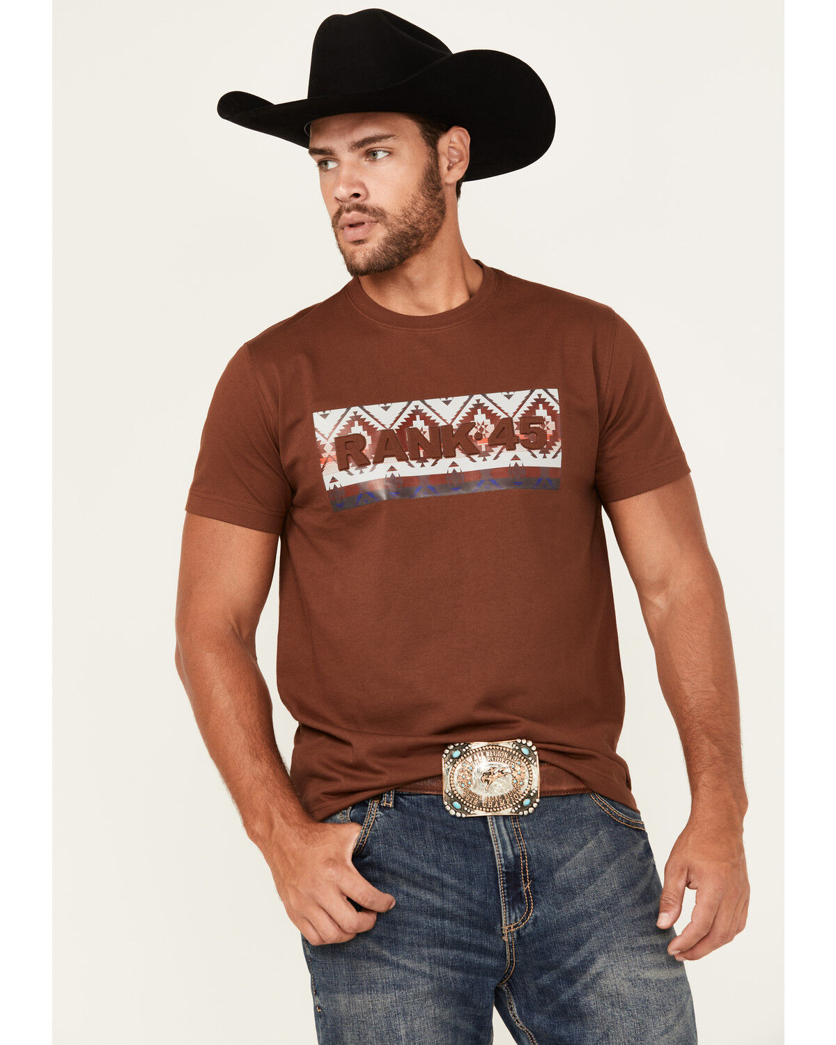 Men's RANK 45 Logo Southwestern Print Short Sleeve Graphic T-Shirt