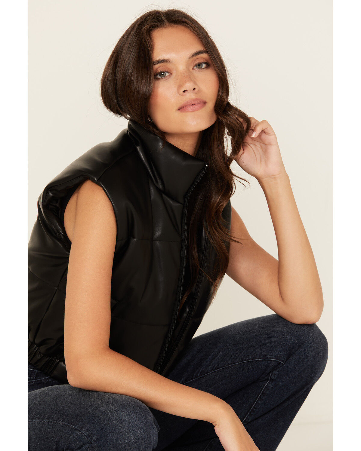 Women's Stoosh Faux Leather Puffer Vest