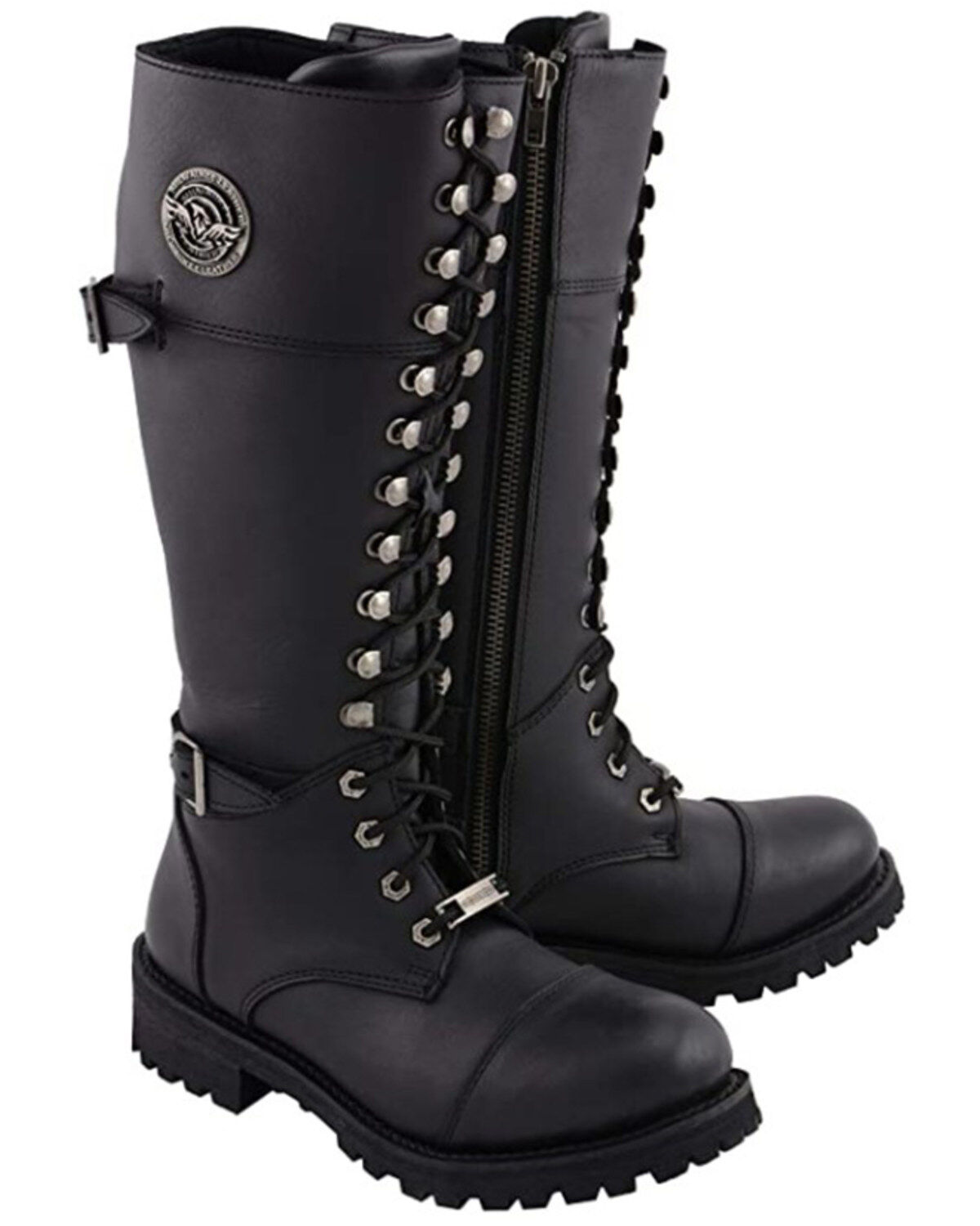 Women's Milwaukee Leather Front Toe Cap Riding Boots - Round Toe