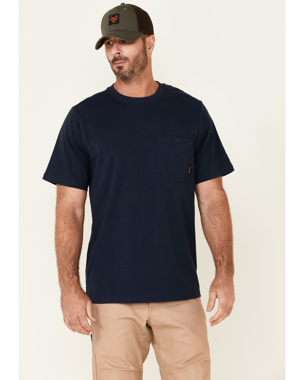 Men's Hawx Solid Navy Forge Short Sleeve Work Pocket T-Shirt - Tall