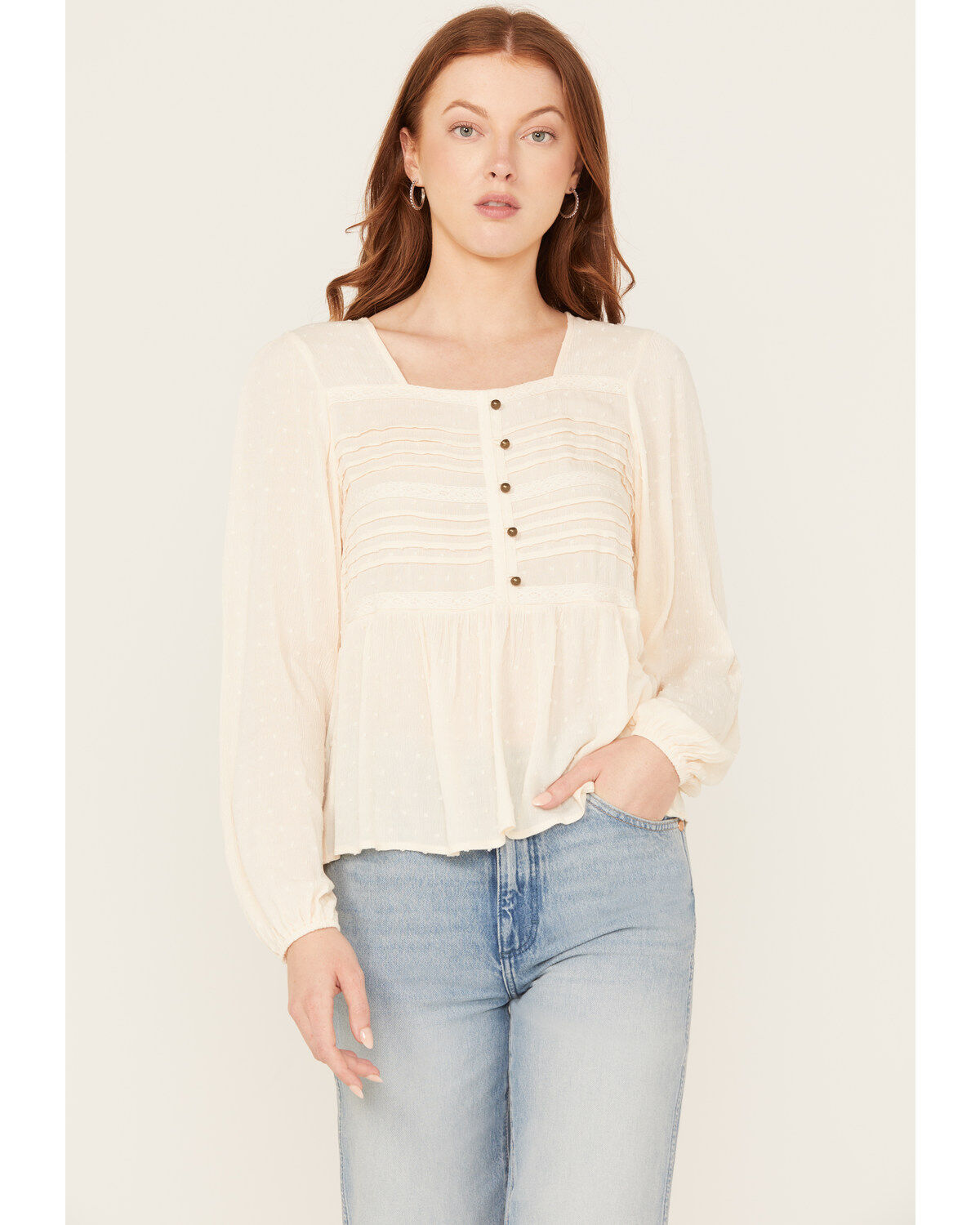 Women's Jolt Swiss Dot Peasant Top