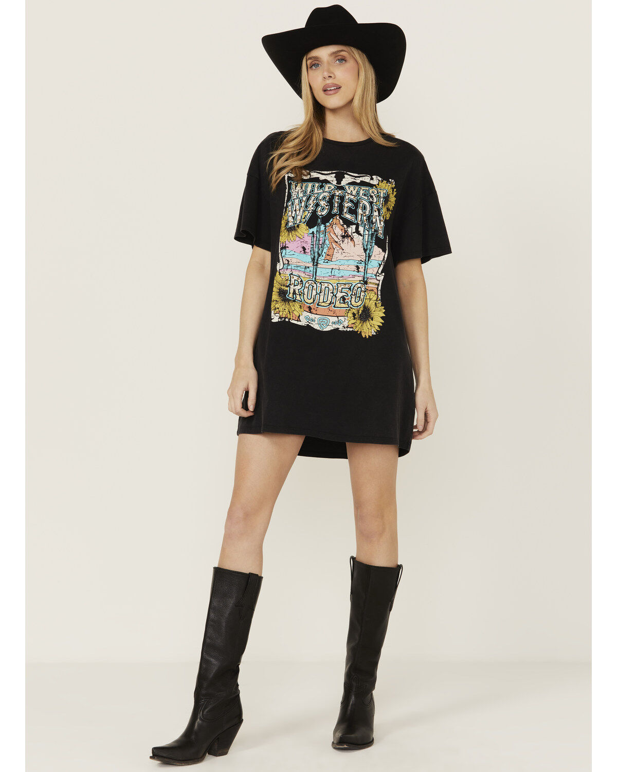 Women's Rock & Roll Denim Desert Short Sleeve Graphic Mini Dress
