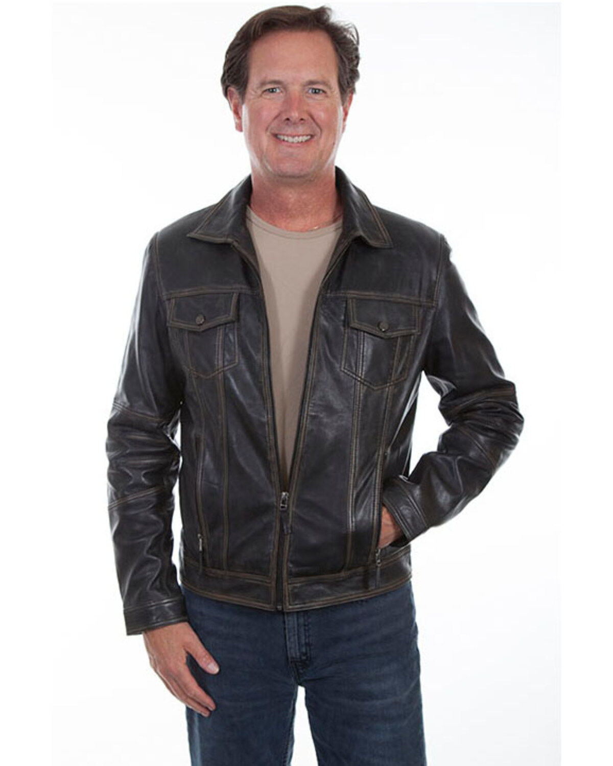 Men's Scully Leatherwear Black Vintage Leather Jacket