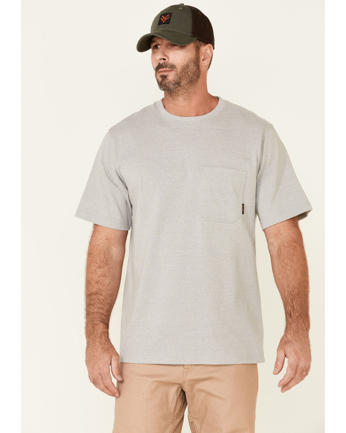 Men's Hawx Solid Light Gray Forge Short Sleeve Work Pocket T-Shirt