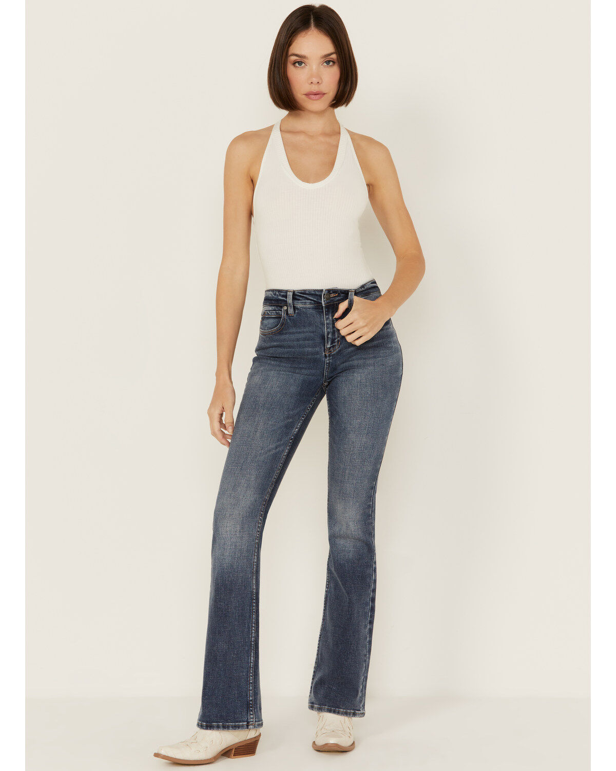Women's Shyanne Medium Wash Celeste Honeysuckle High Rise Bootcut Stre