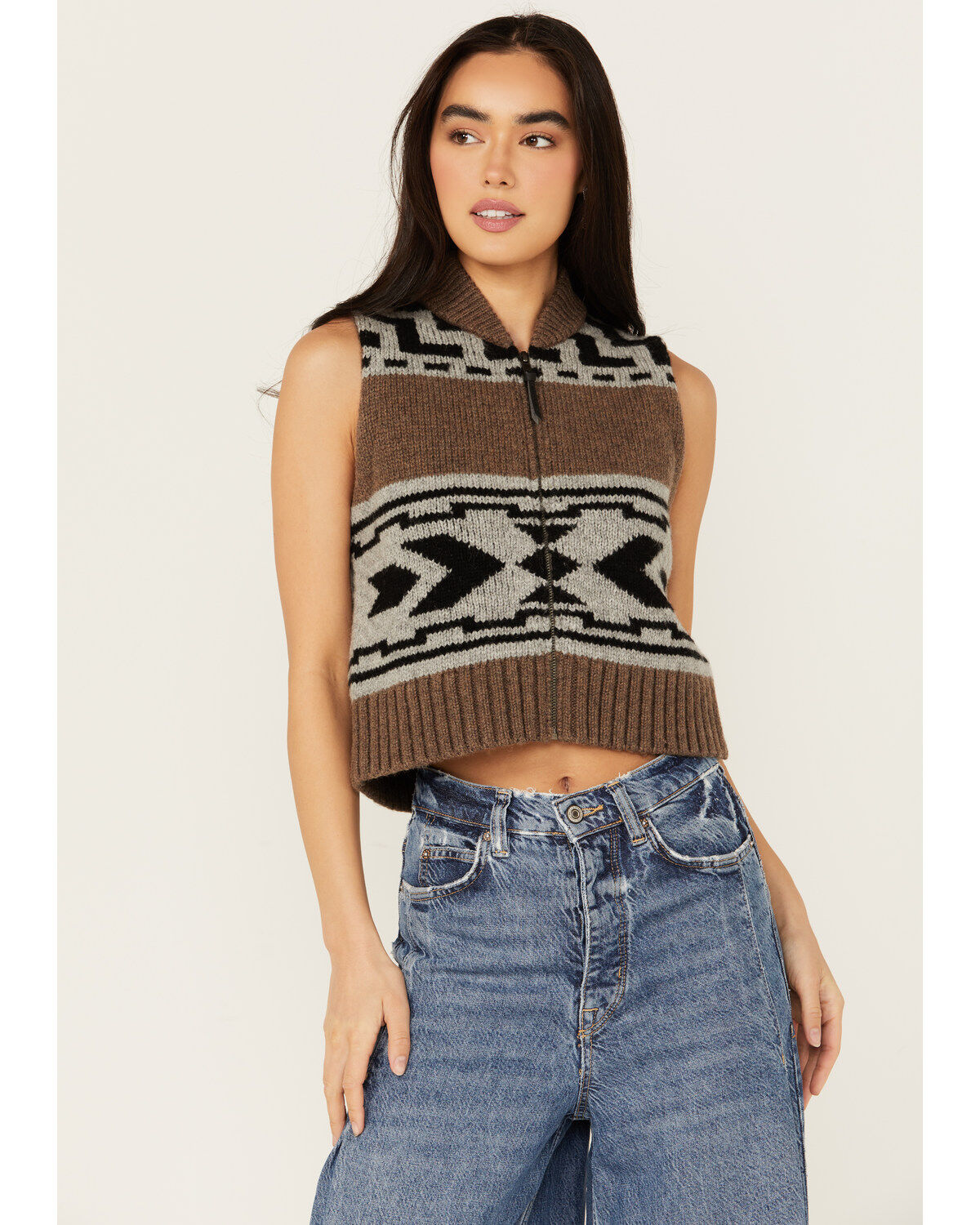 Women's Pendleton Printed Zip Sweater Vest