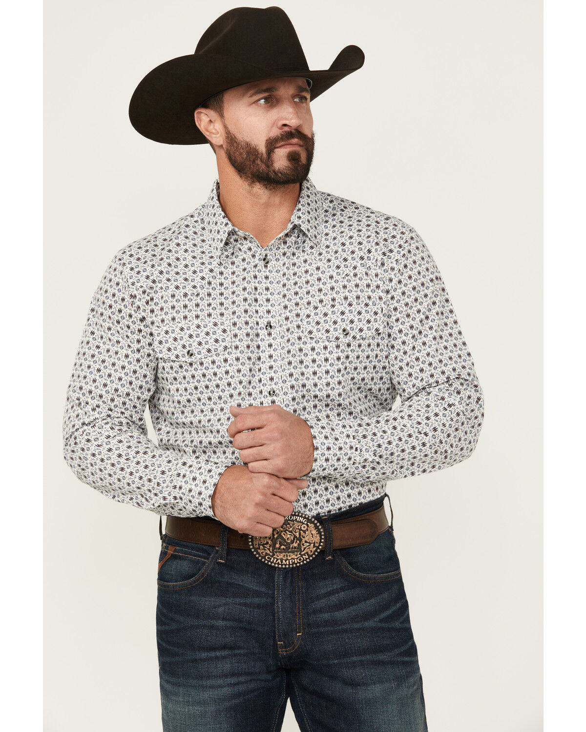 Men's Gibson Trading Co Star Dust Geo Print Long Sleeve Snap Stretch W
