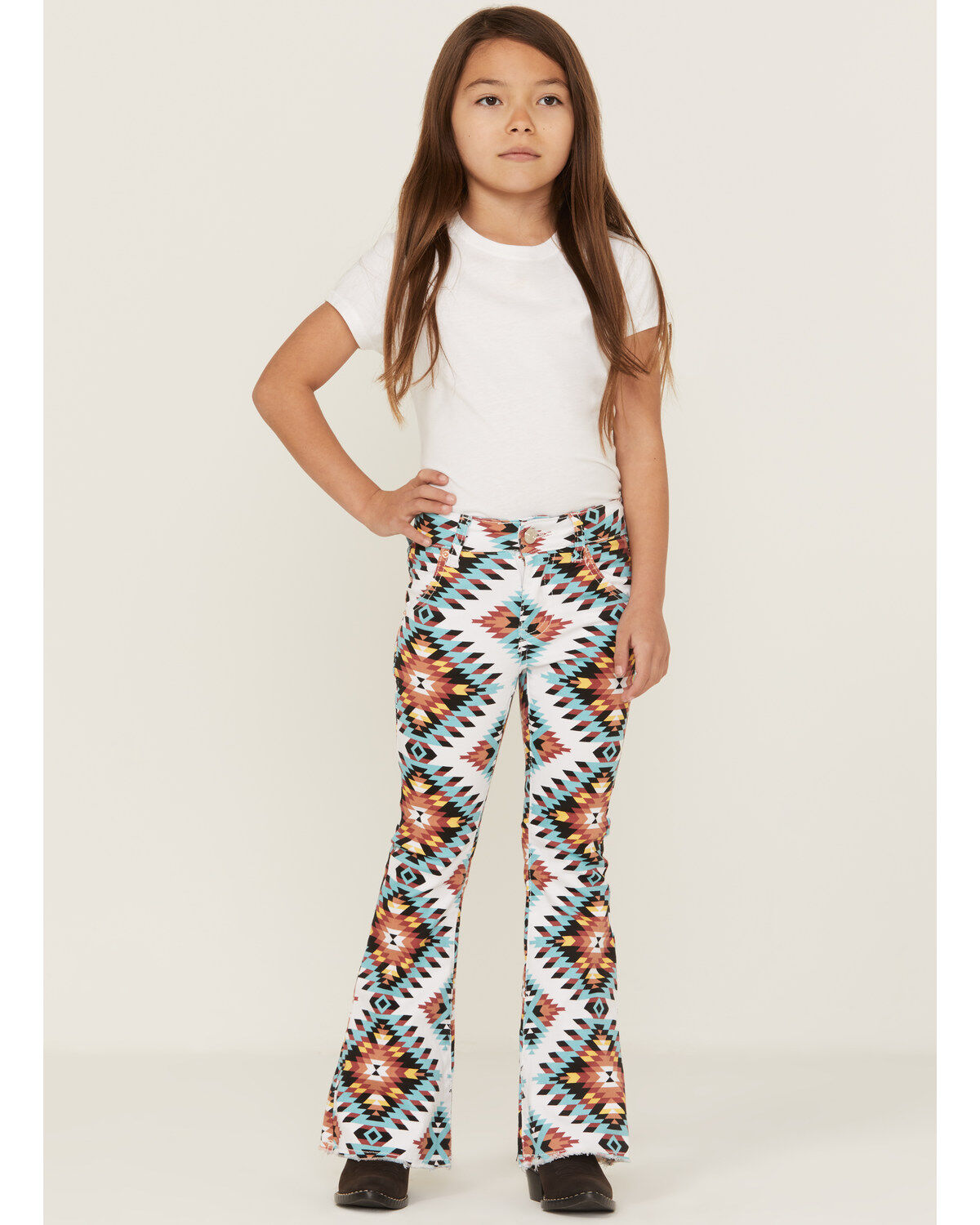 Girls' Ranch Dress'n Santa Fe Southwestern Print Flare Jeans