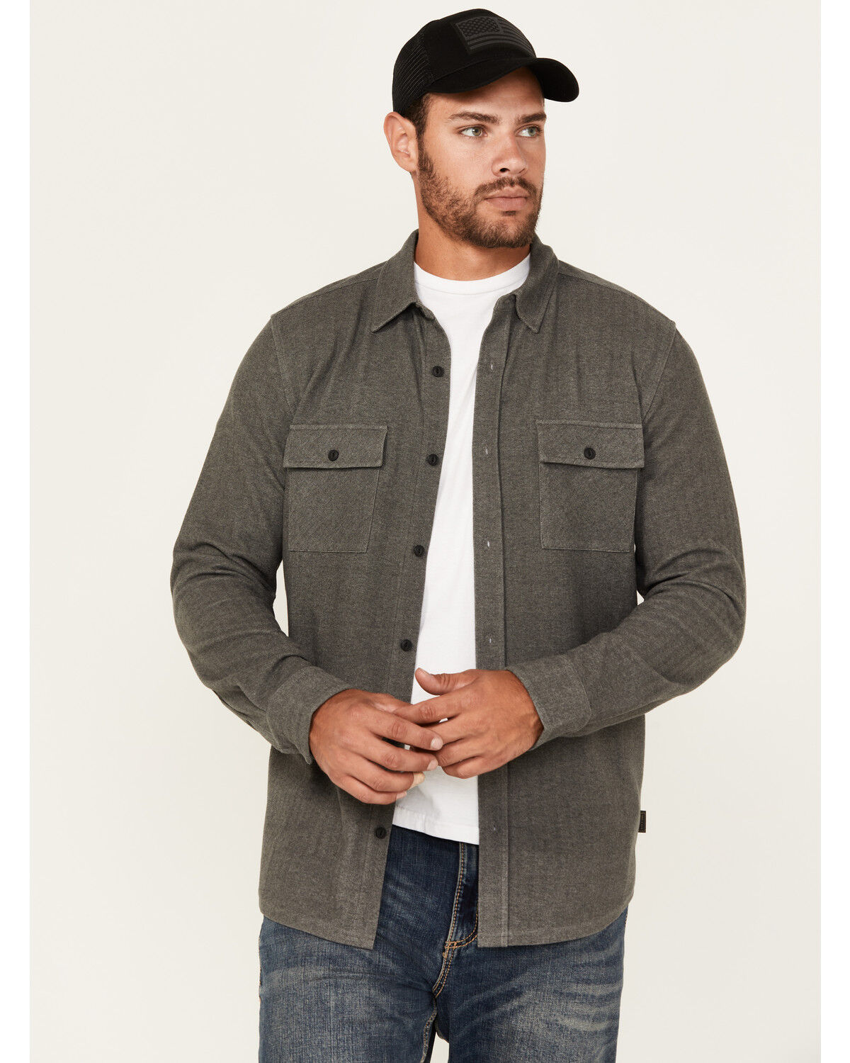 Men's Brothers and Sons Kelcy Herringbone Long Sleeve Button-Down West