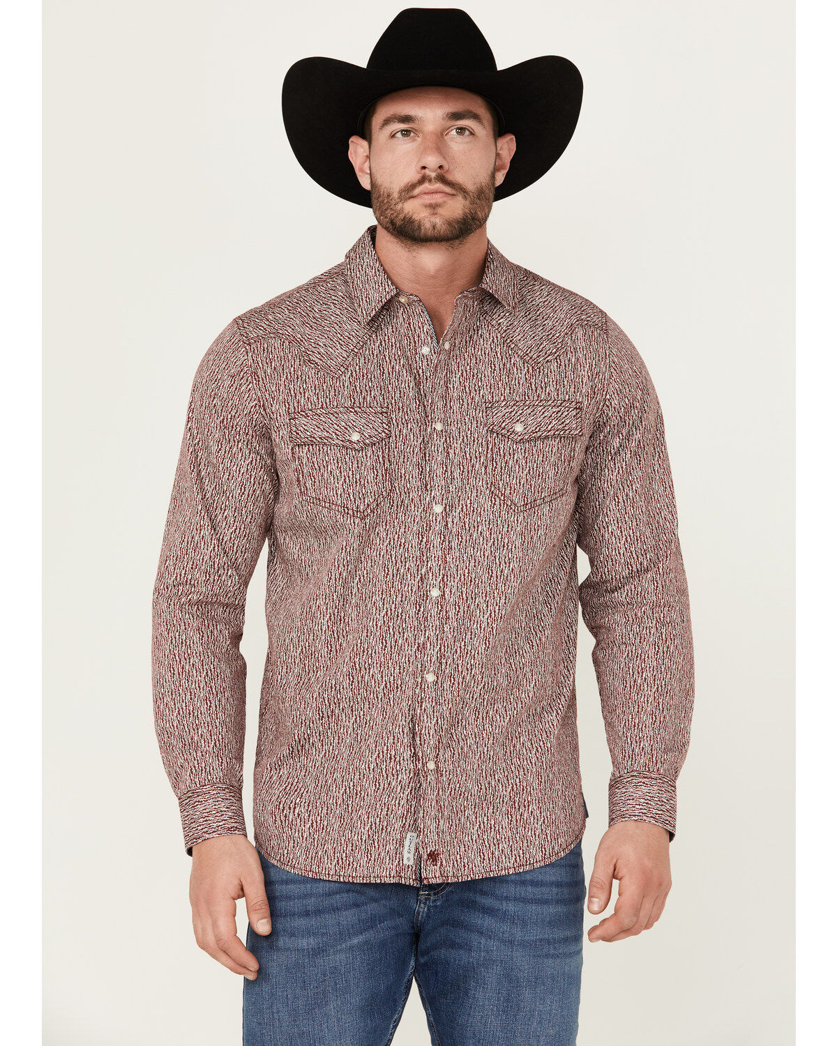 Men's Moonshine Spirit Album Printed Long Sleeve Pearl Snap Western Sh