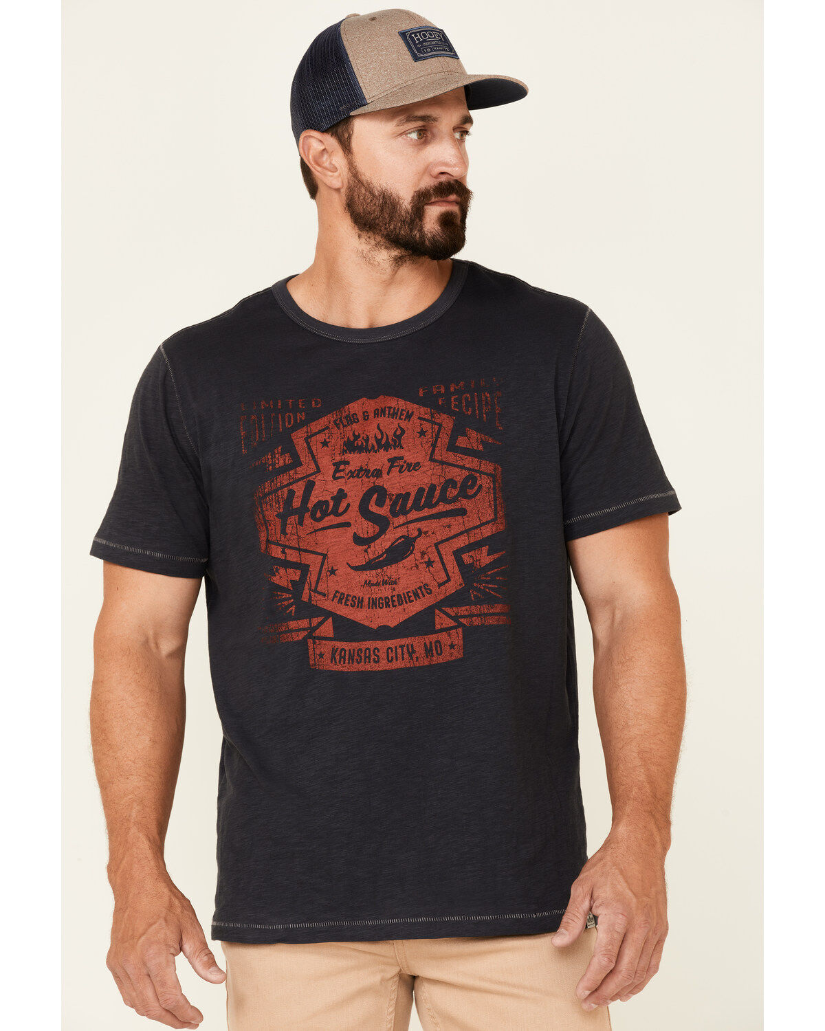 Men's Flag & Anthem Navy Fire Hot Sauce Graphic Slub Short Sleeve T-Sh