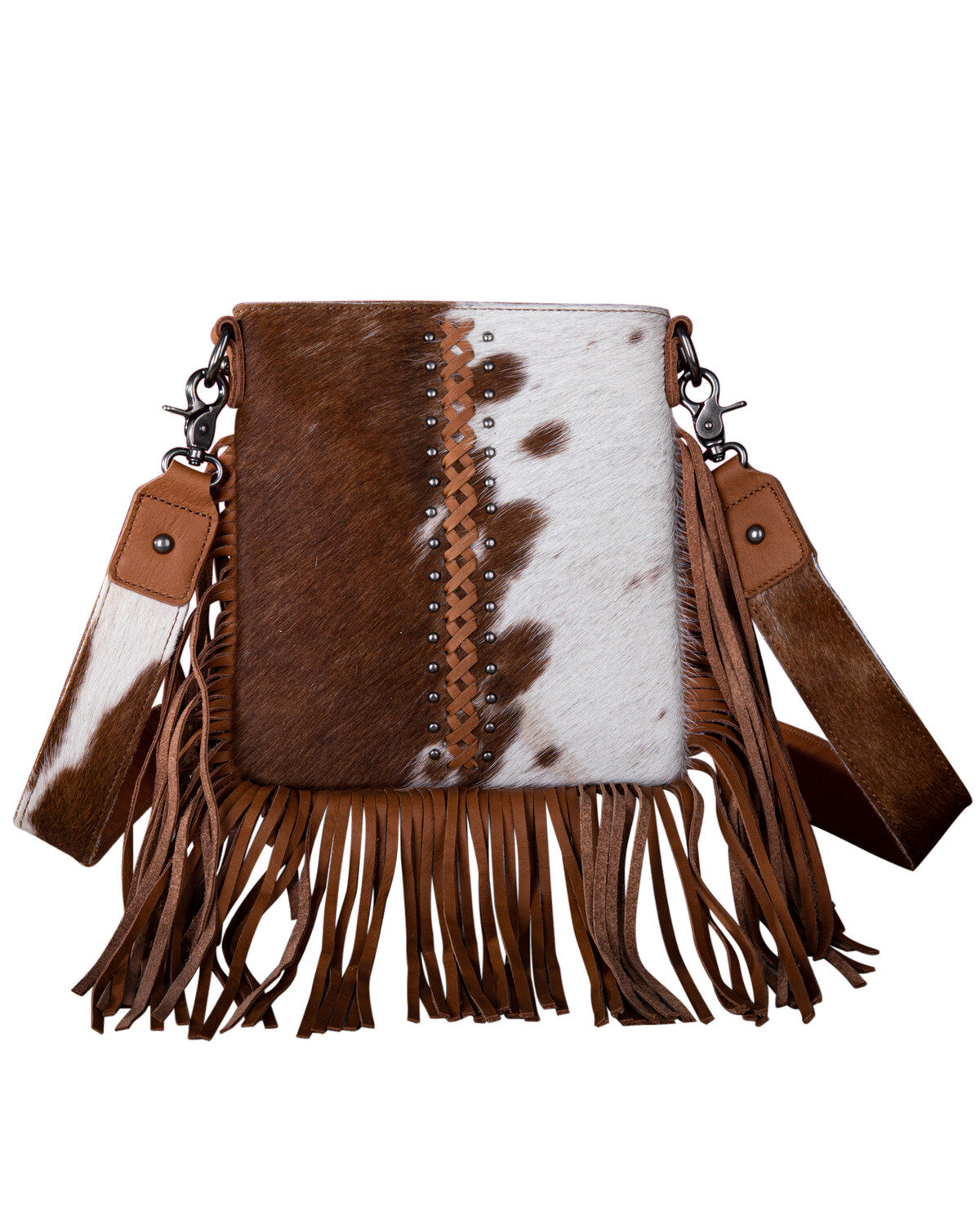 Women's Montana West Genuine Leather Hair-On Fringe Crossbody Bag