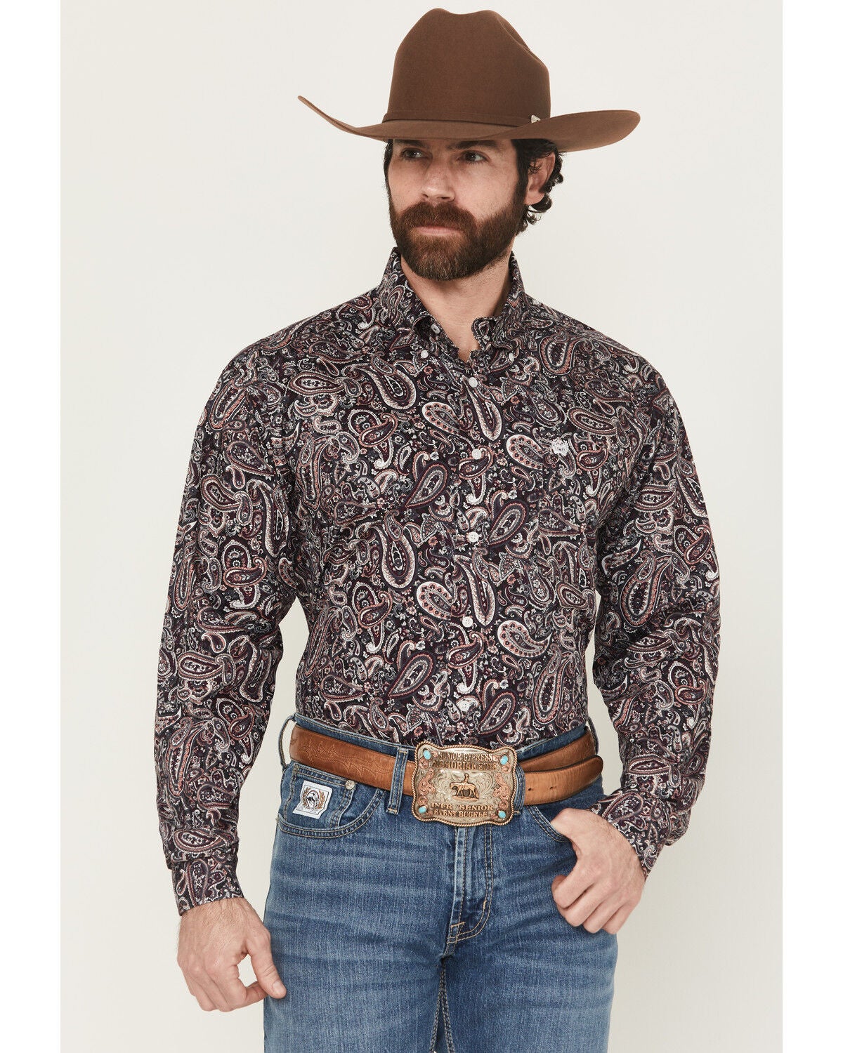Men's Cinch Paisley Print Long Sleeve Button-Down Western Shirt