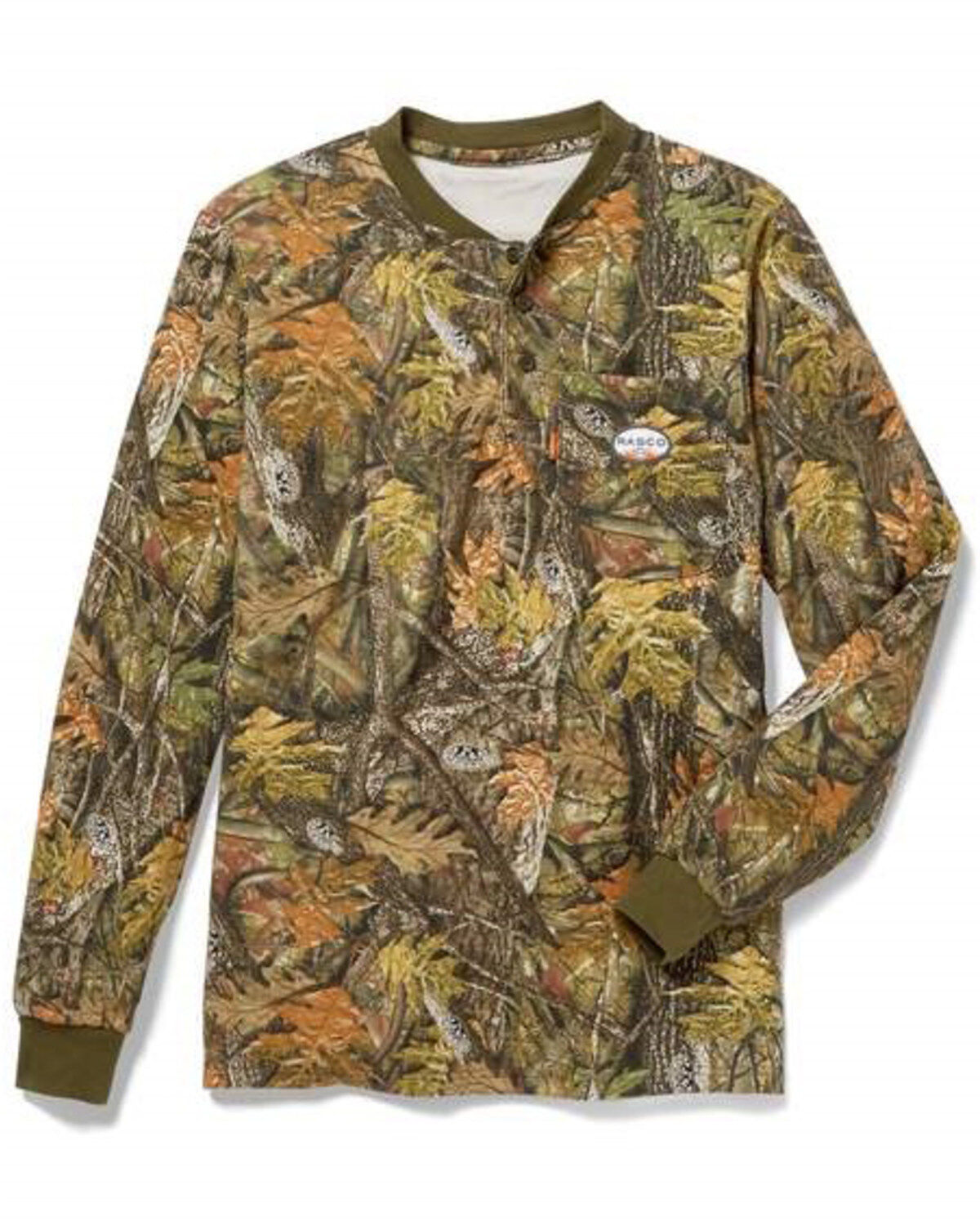 Men's Rasco FR Camo Print Long Sleeve Work Henley T-Shirt