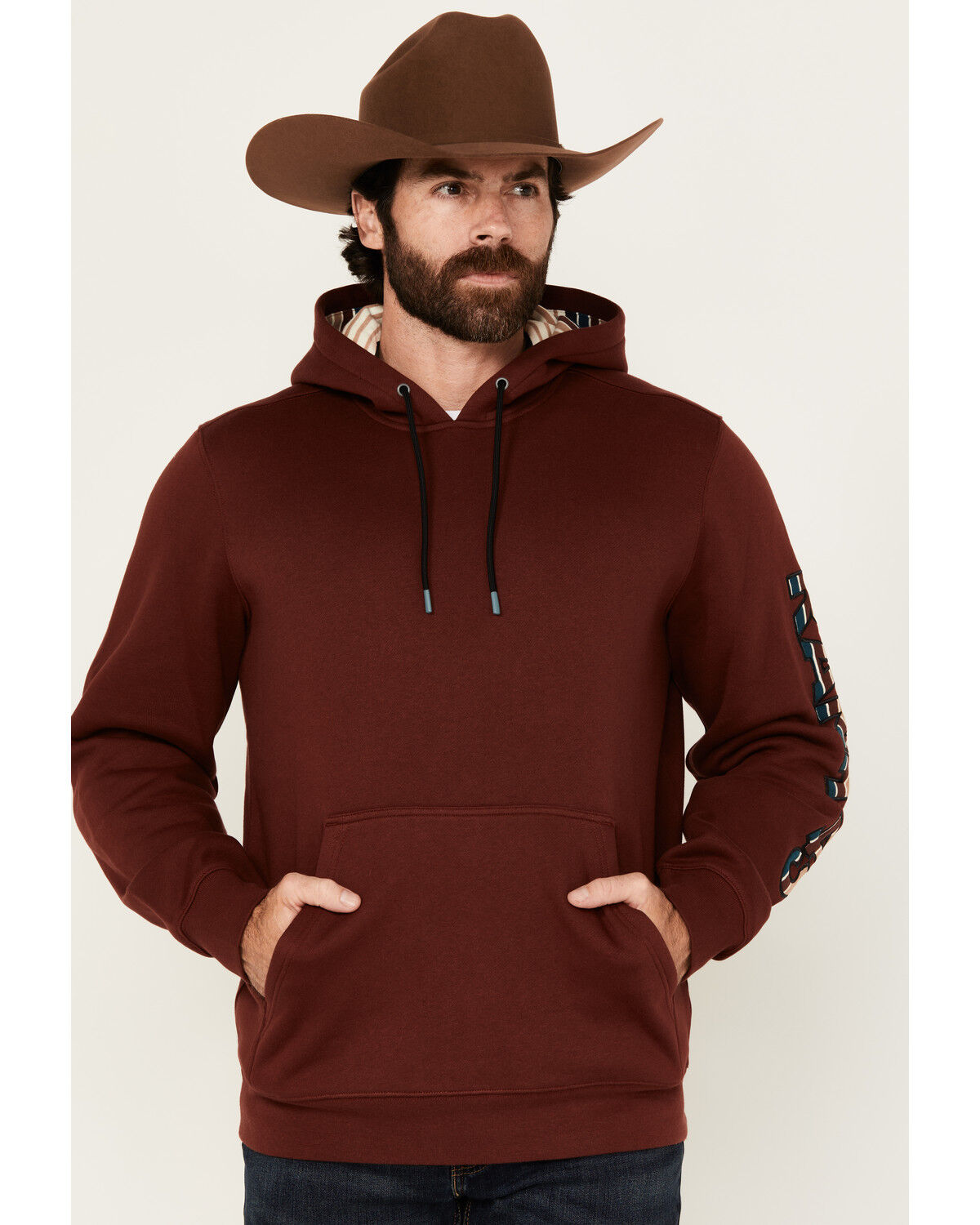 Men's RANK 45 Striped Logo Hooded Sweatshirt