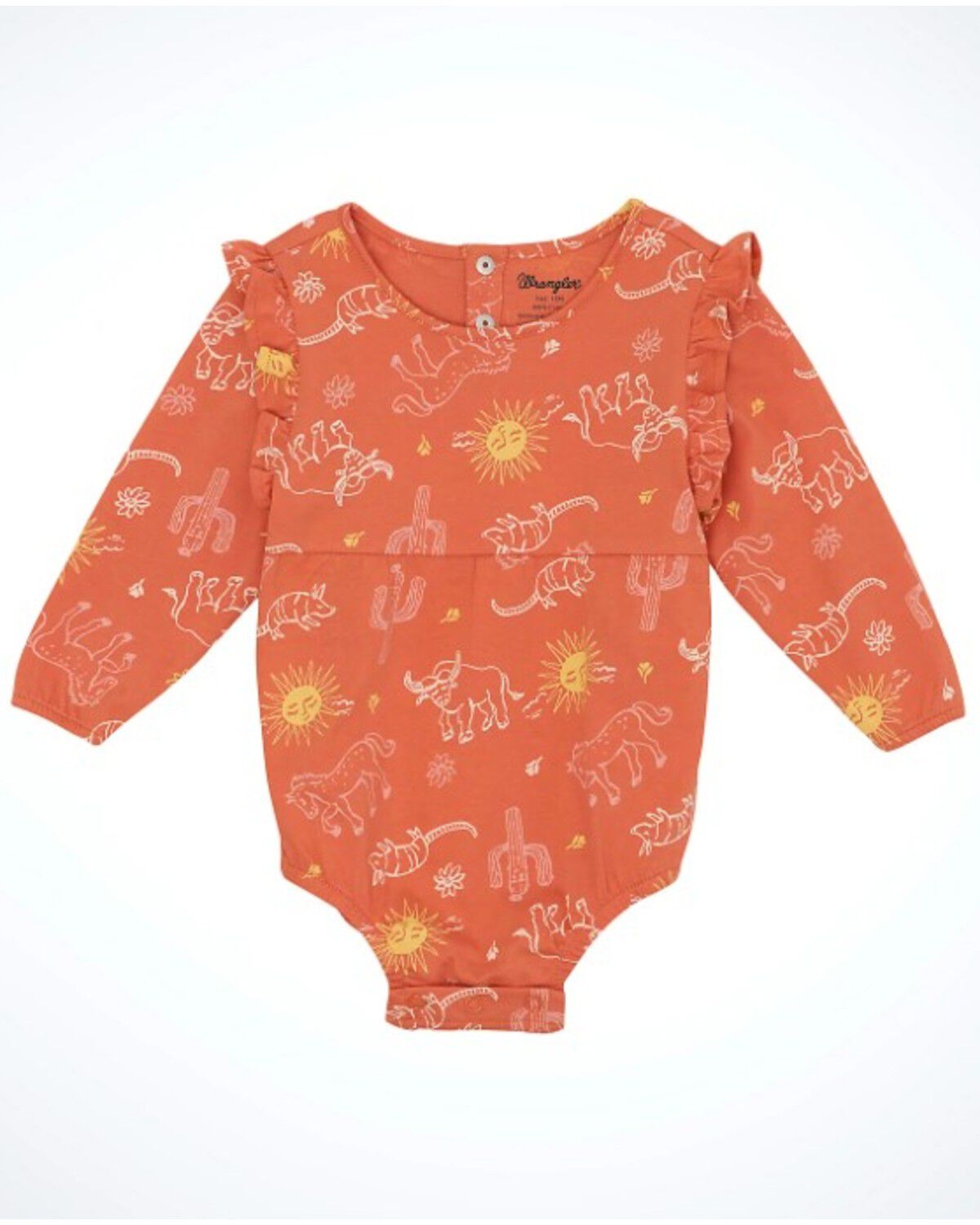 Girls' Wrangler Infant Cactus Print Long Sleeve Snap Onesie