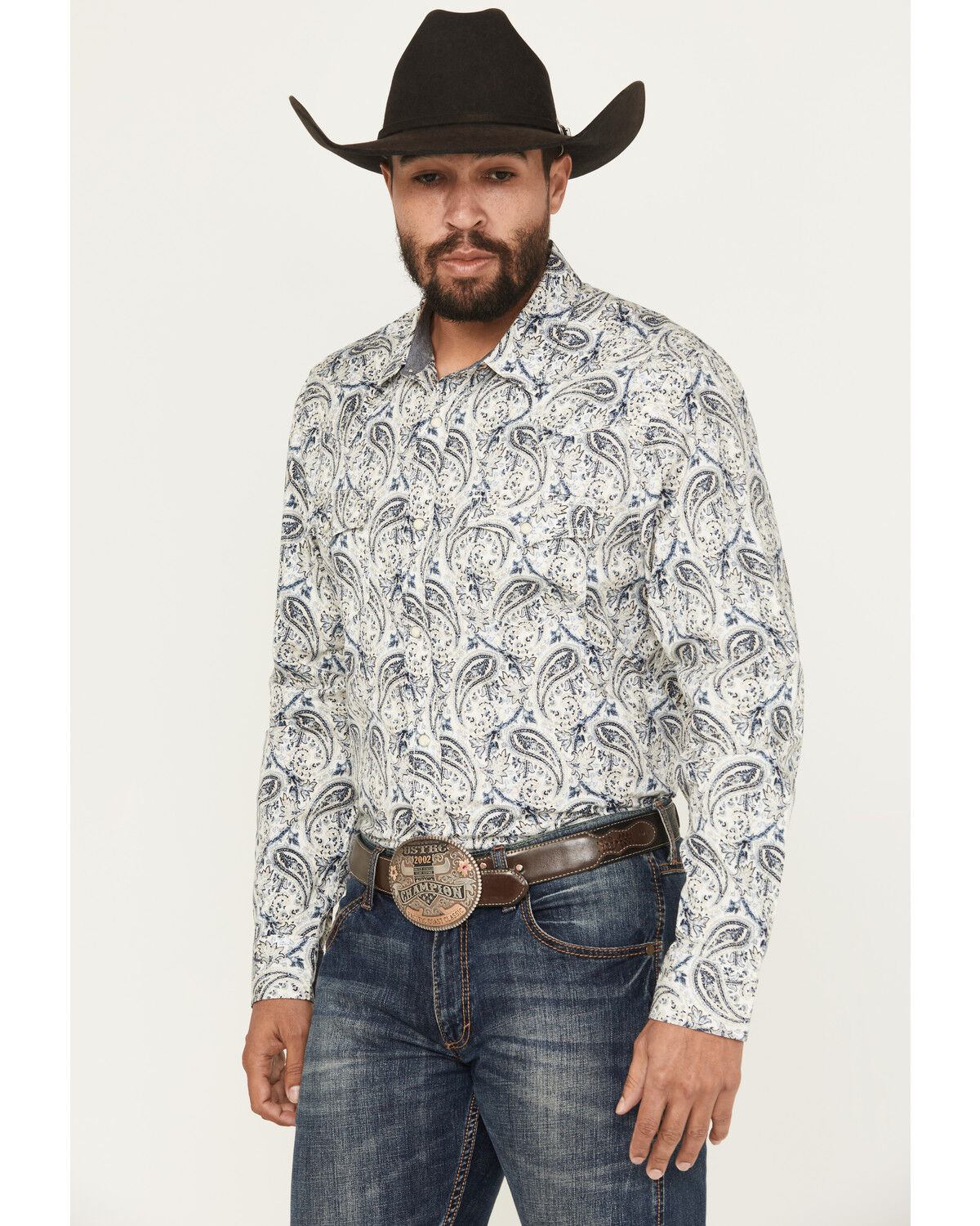 Men's Cody James Rodeo Runway Paisley Print Long Sleeve Snap Shirt