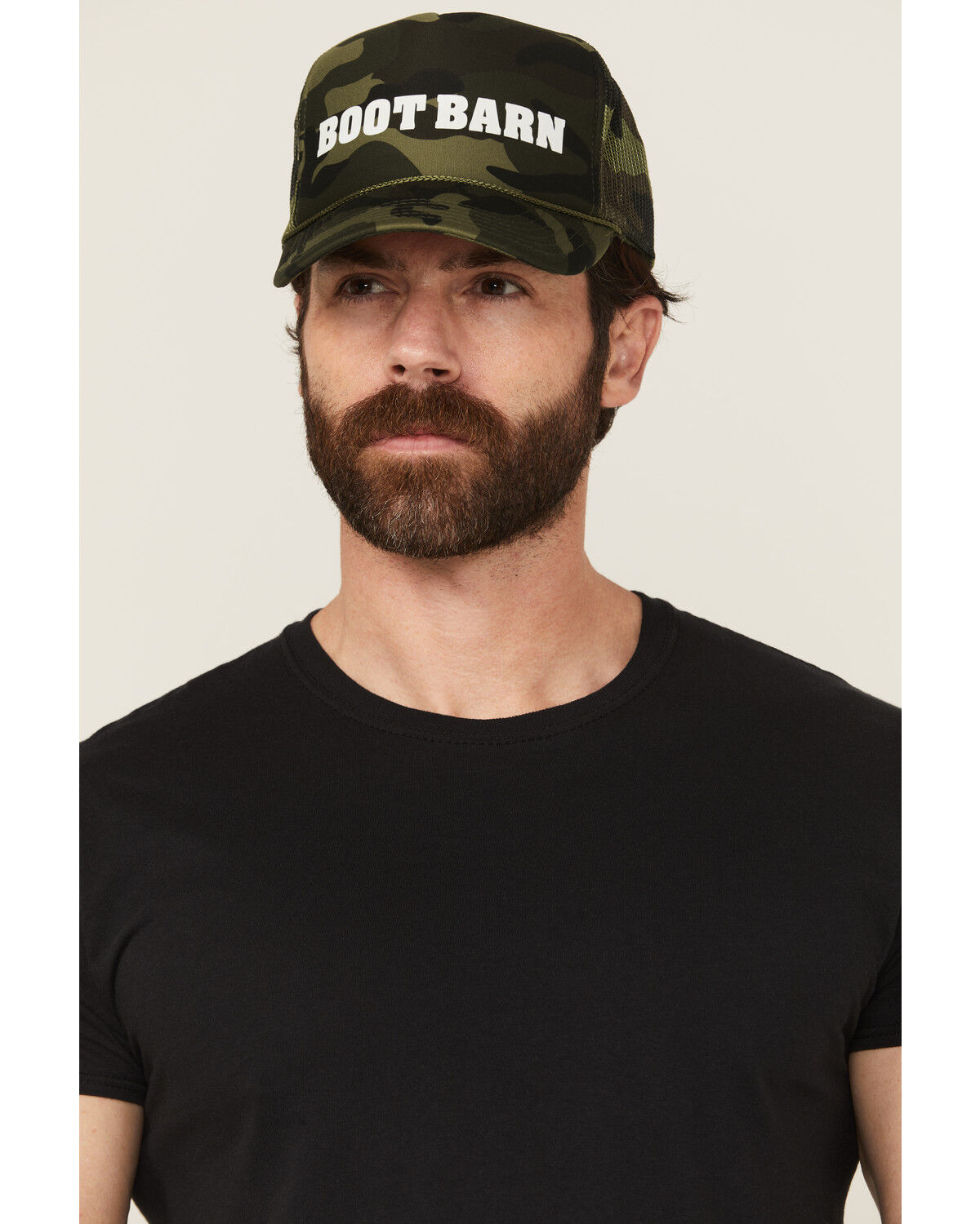 Boot Barn Camo Print Logo Trucker Cap
