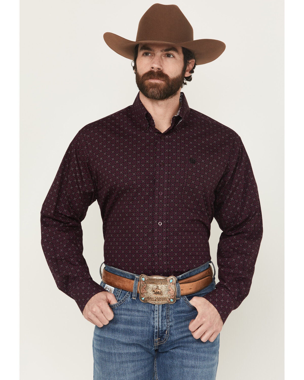 Men's Cinch Geo Print Long Sleeve Button-Down Western Shirt