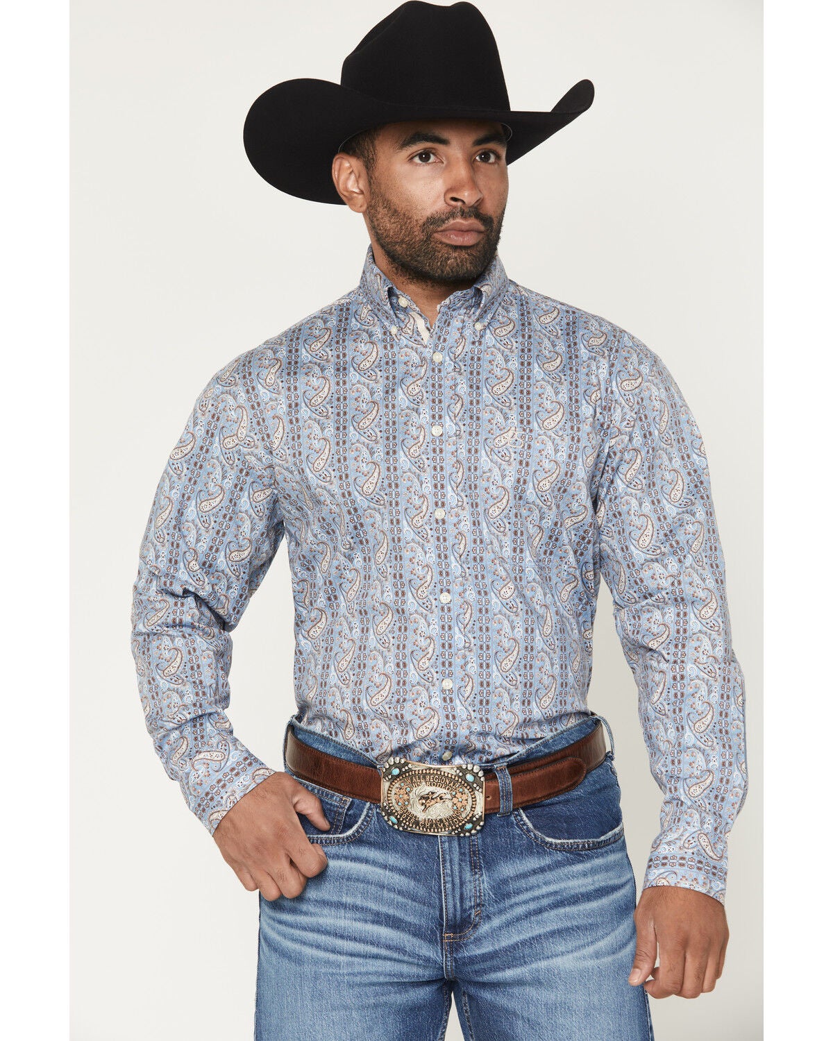 Men's Panhandle Slim Paisley Wallpaper Print Long Sleeve Button-Down S