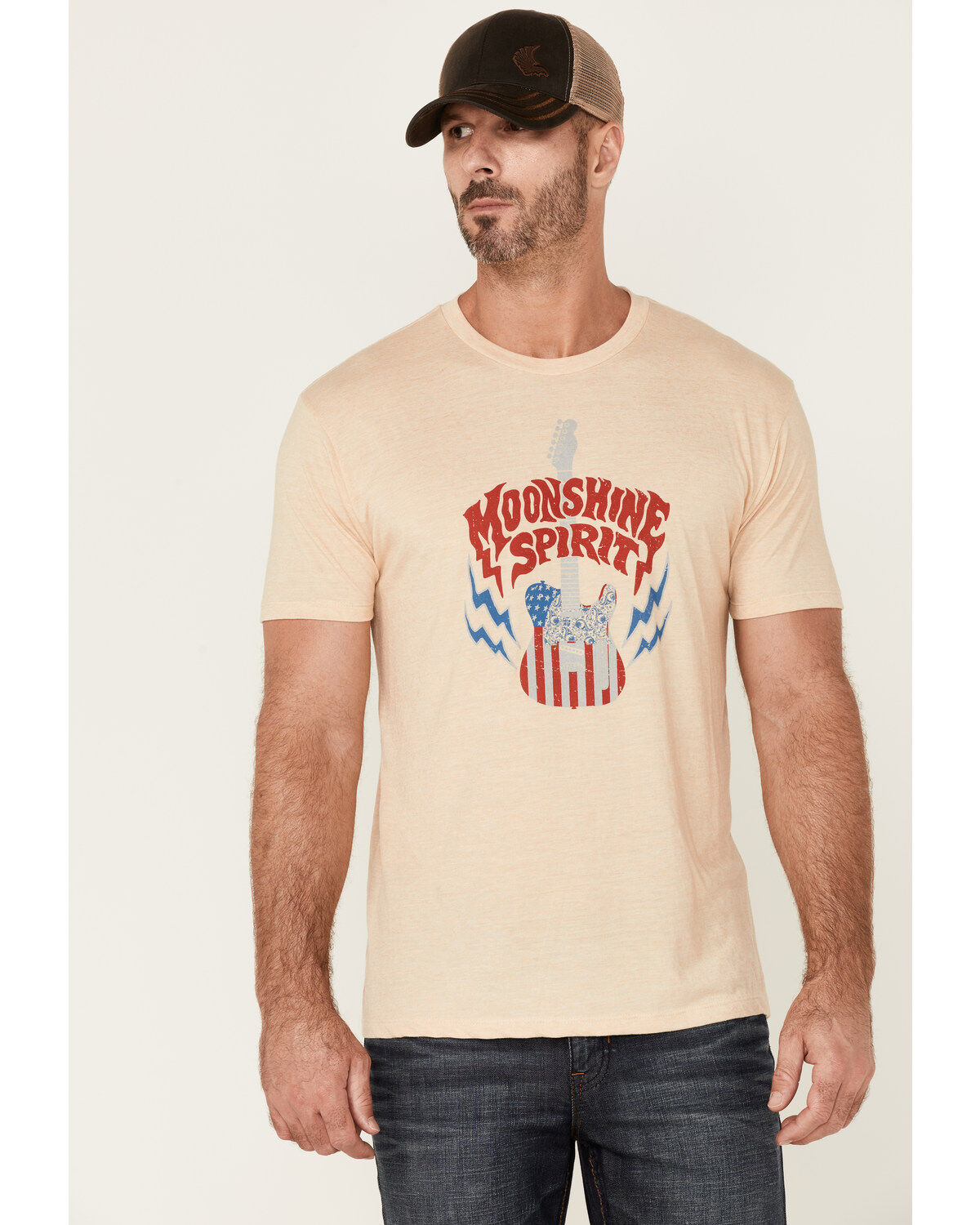 Men's Moonshine Spirit Guitar USA Graphic Short Sleeve T-Shirt