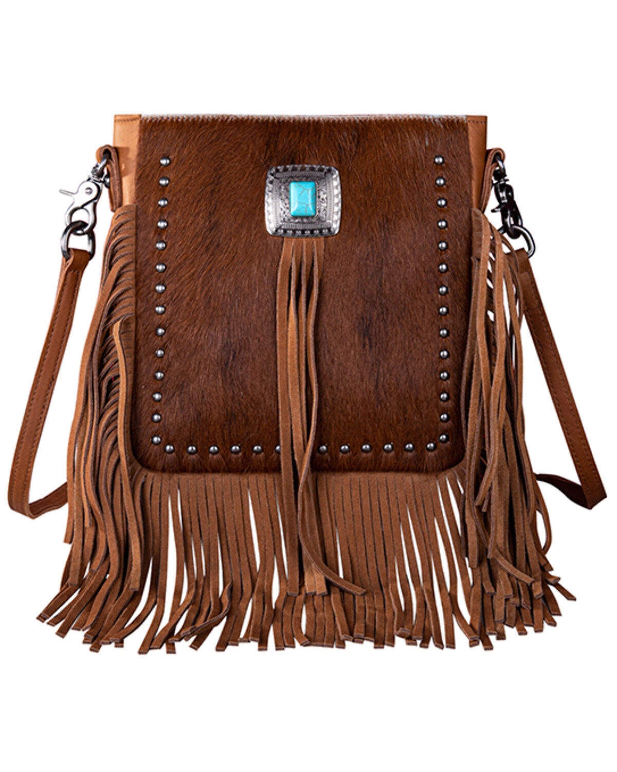Women's Montana West Hairon Fringe Leather Crossbody Bag