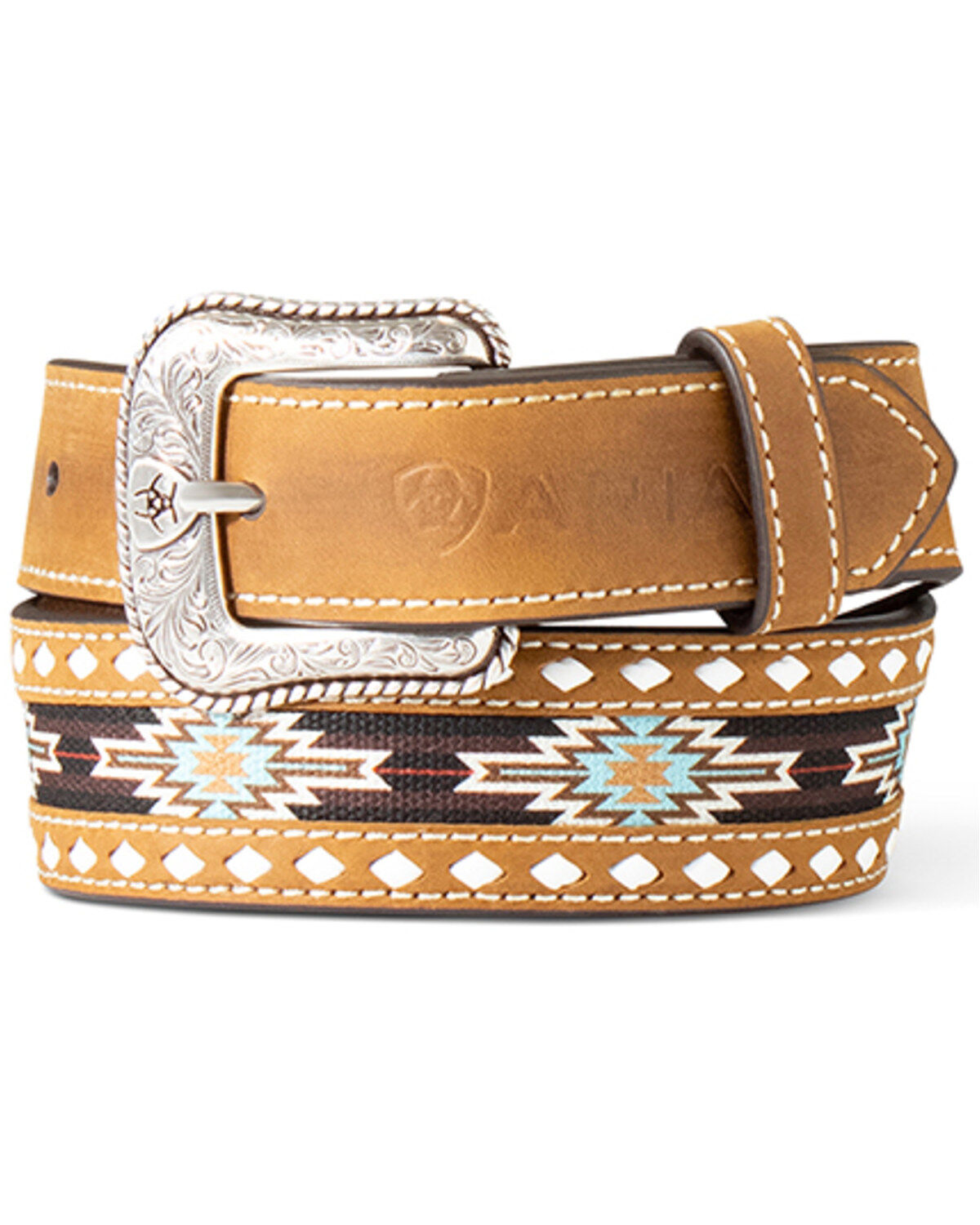 Boys' Ariat Southwestern Embroidered Leather Belt