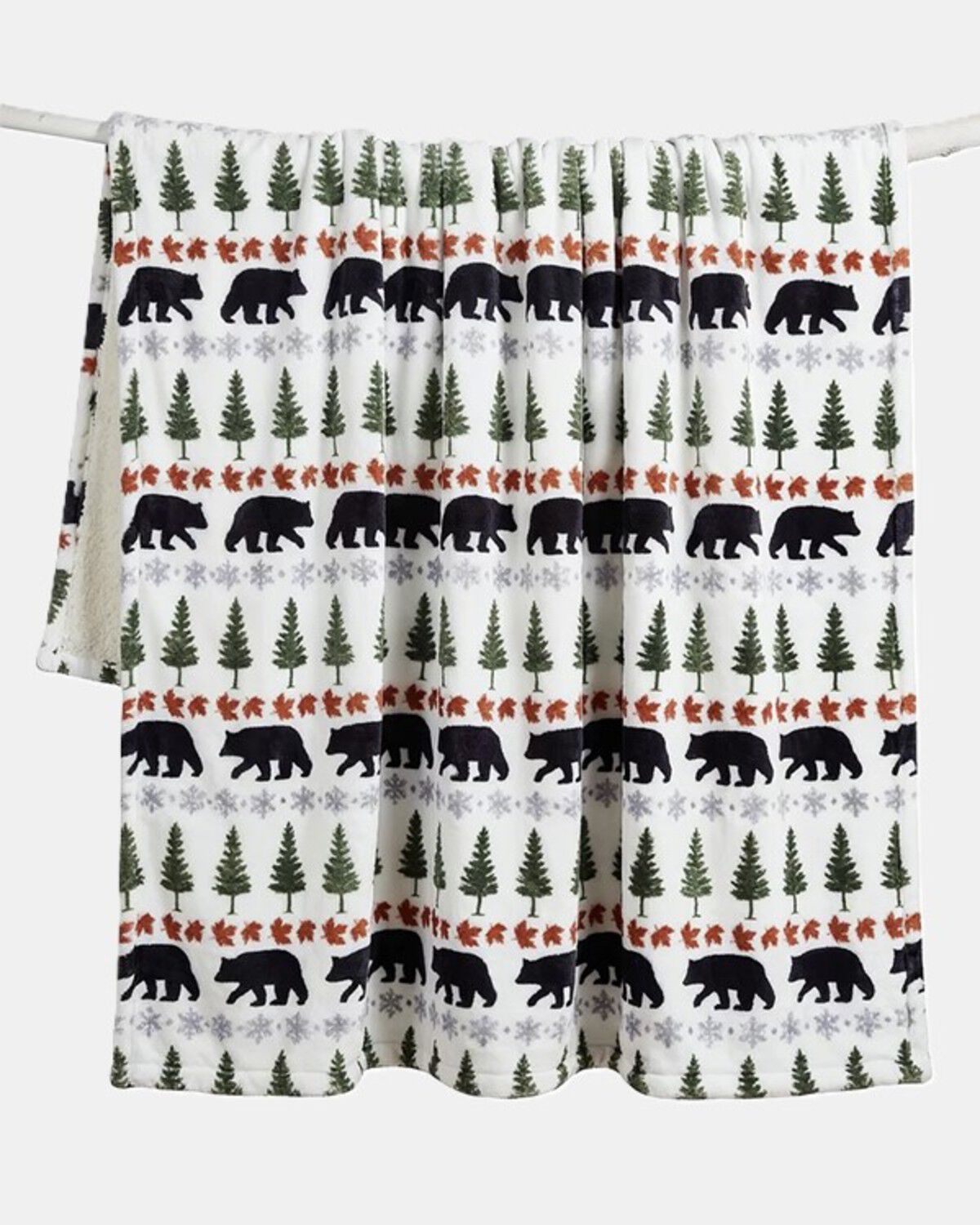 Carstens Home Evergreen Bear Plush Sherpa Throw Blanket
