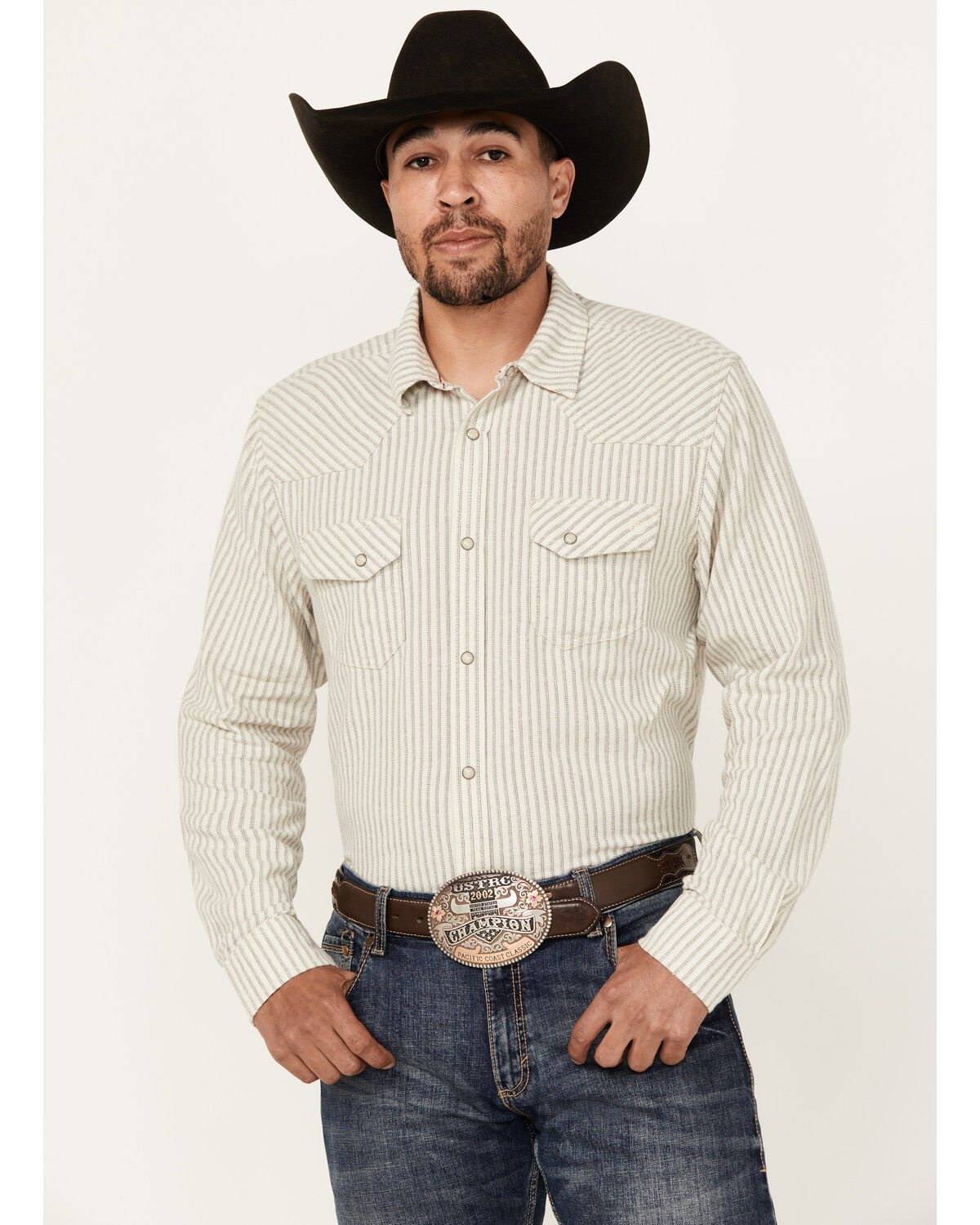 Men's Blue Ranchwear Boone Striped Long Sleeve Snap Western Shirt