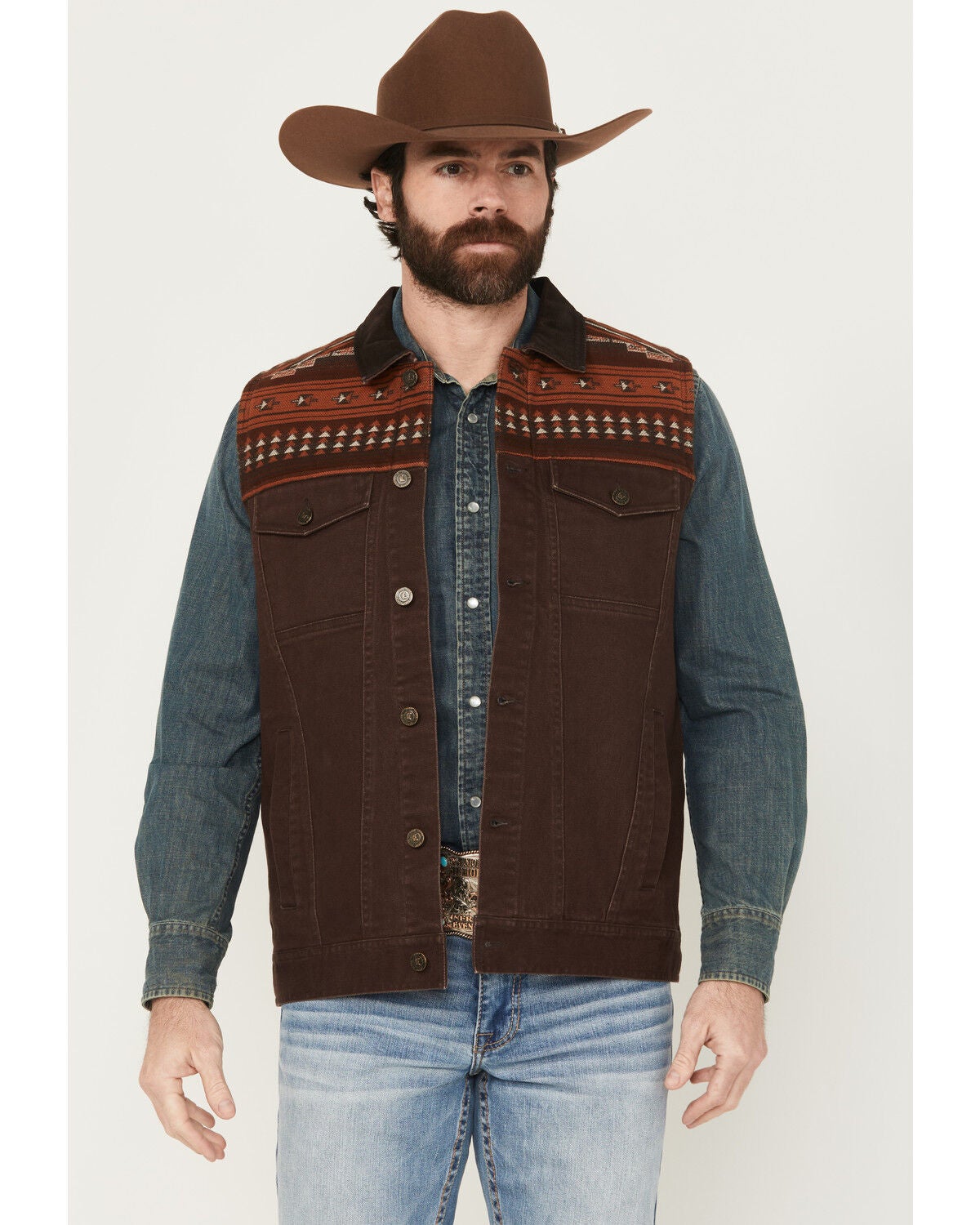 Men's Cody James Iroquois Southwestern Trucker Vest