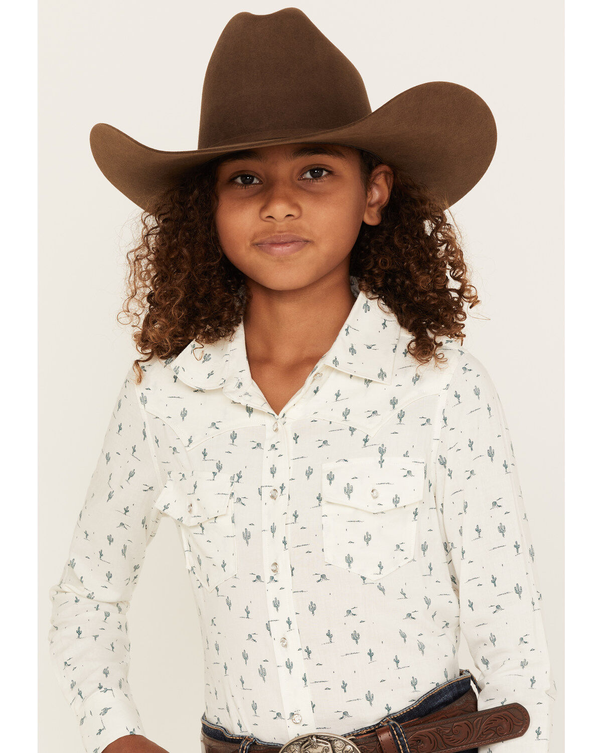 Girls' Shyanne Cactus Print Long Sleeve Western Button-Down Shirt