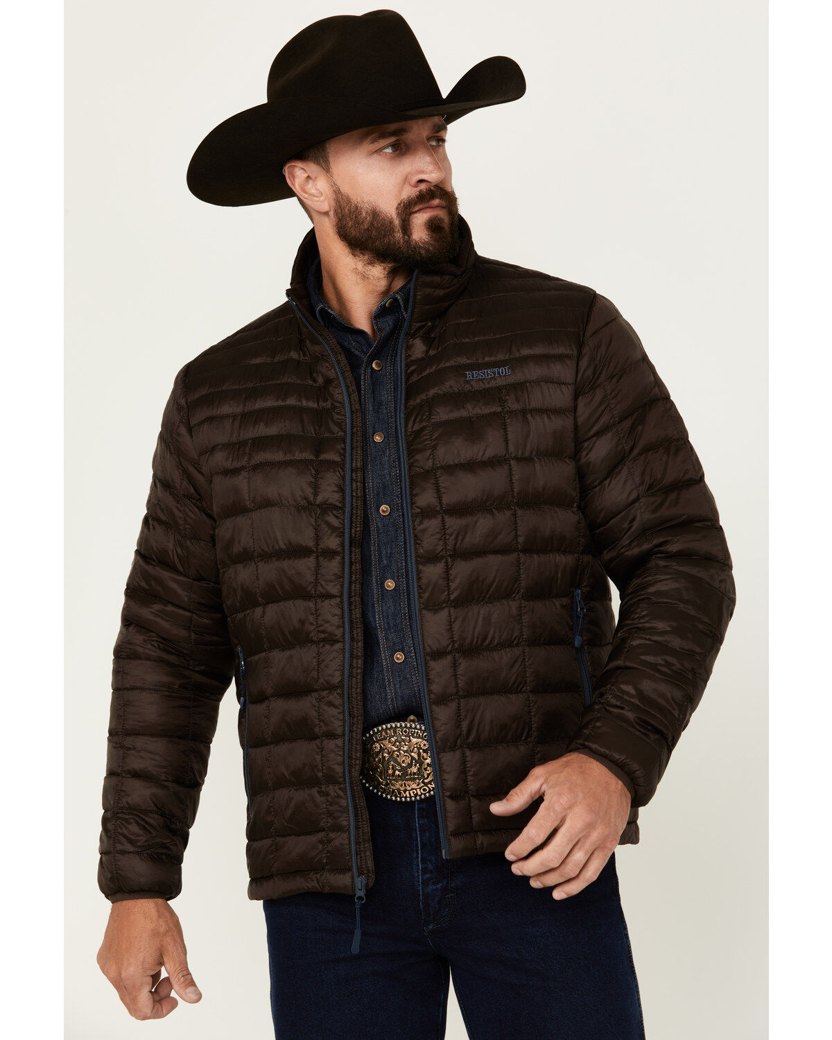 Men's Resistol Solid Brown Cold Bloq Zip-Front Insulated Jacket