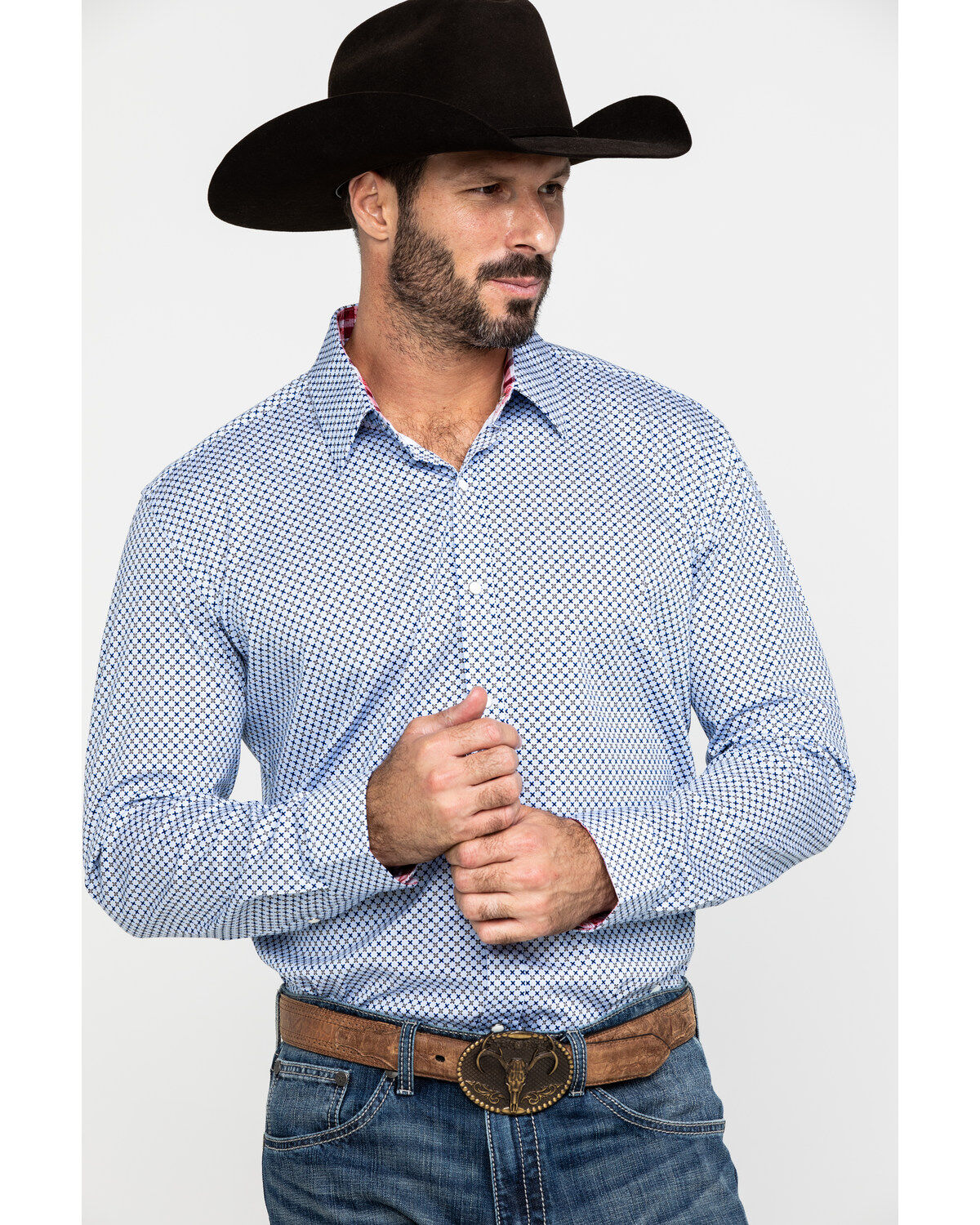Men's Scully Signature Soft Series X Geo Print Long Sleeve Western Shi