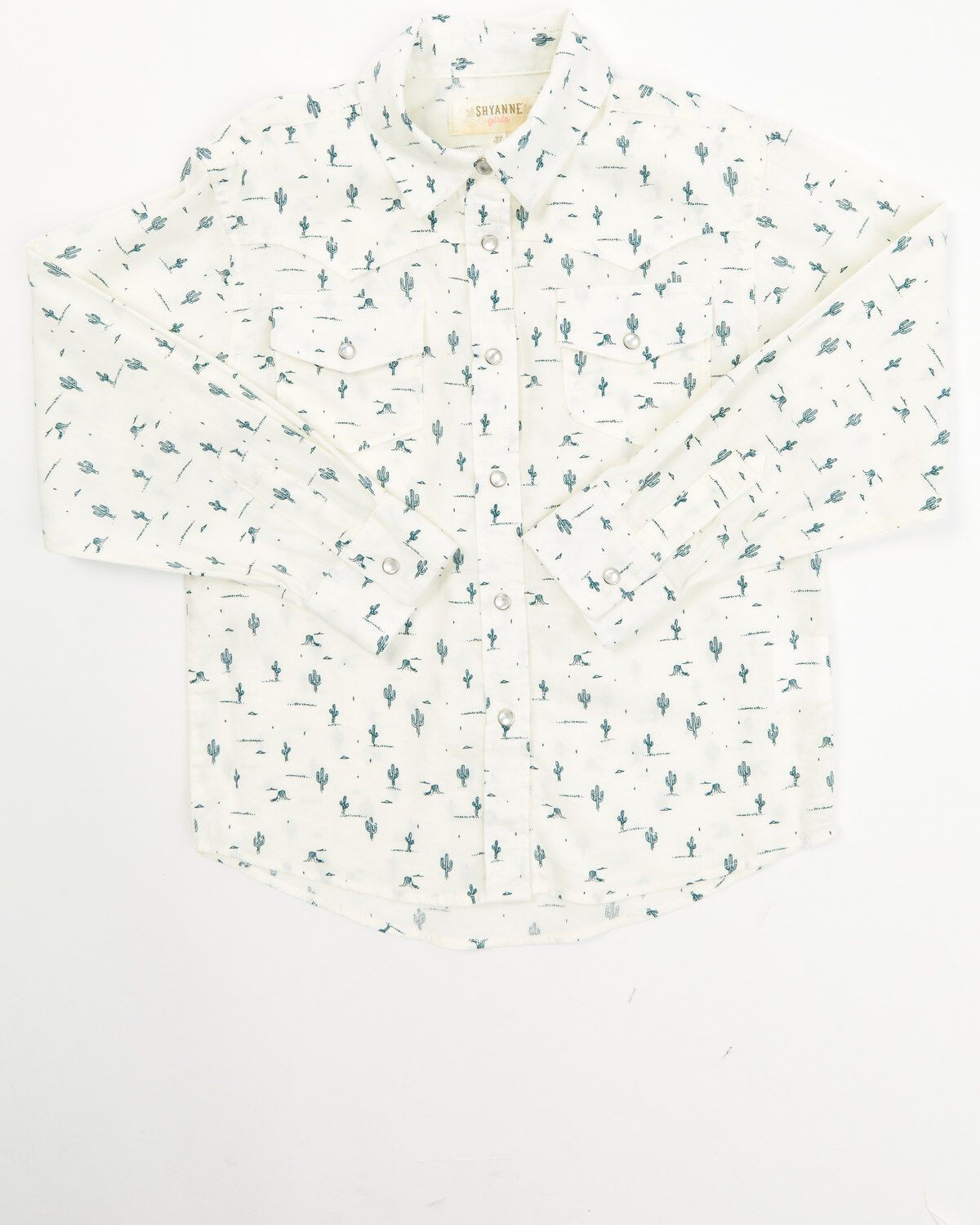 Girls' Shyanne Toddler Cactus Print Western Pearl Snap Shirt