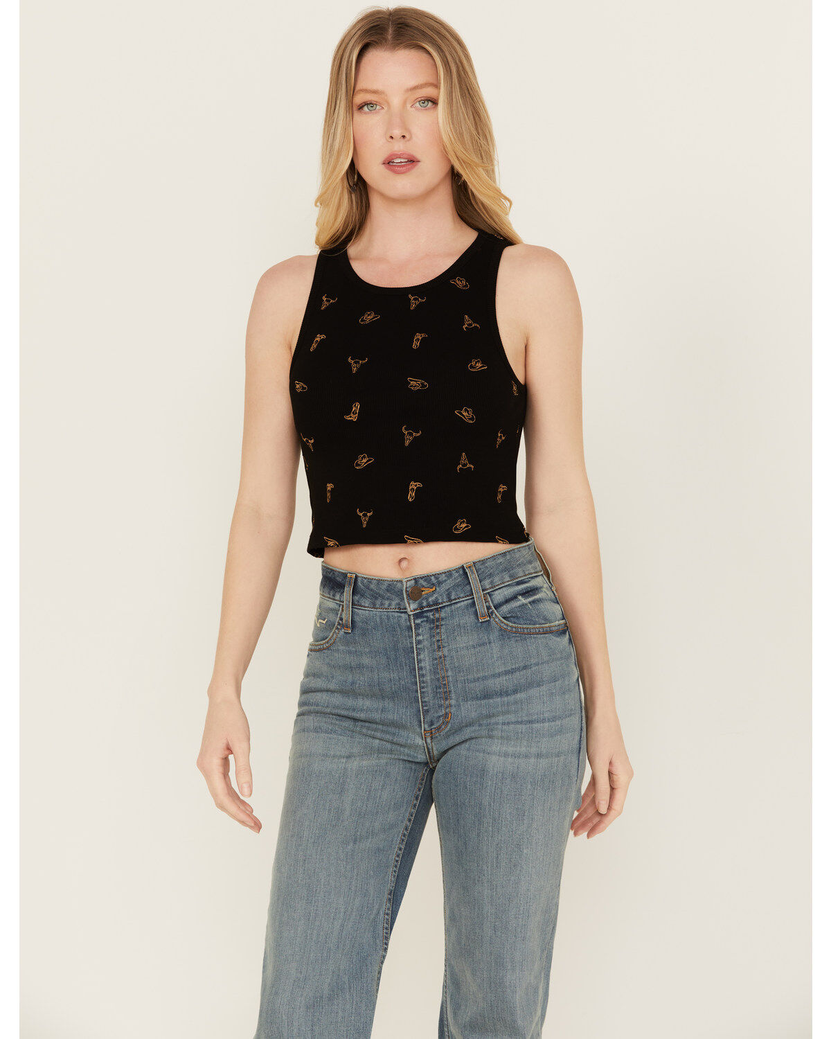 Women's Discreture Western Embroidered Cropped Tank