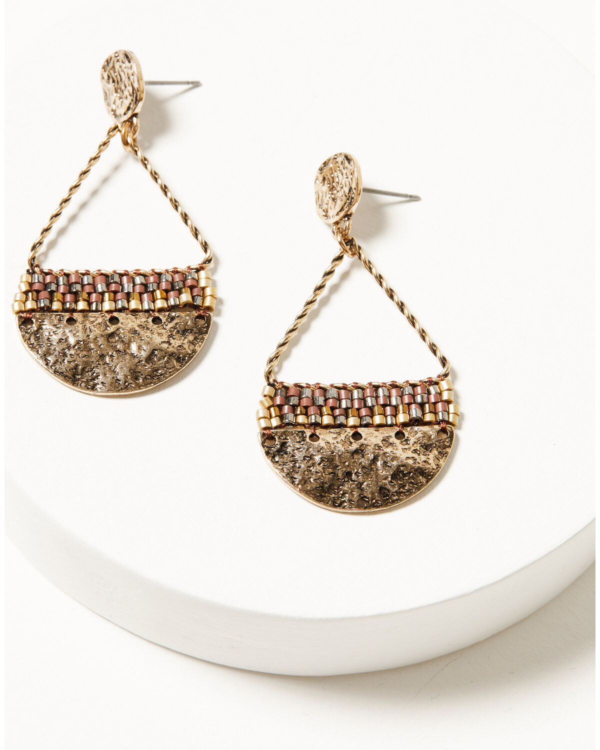 Women's Shyanne Summer Moon Antique Gold Teardrop Seed Bead Earrings