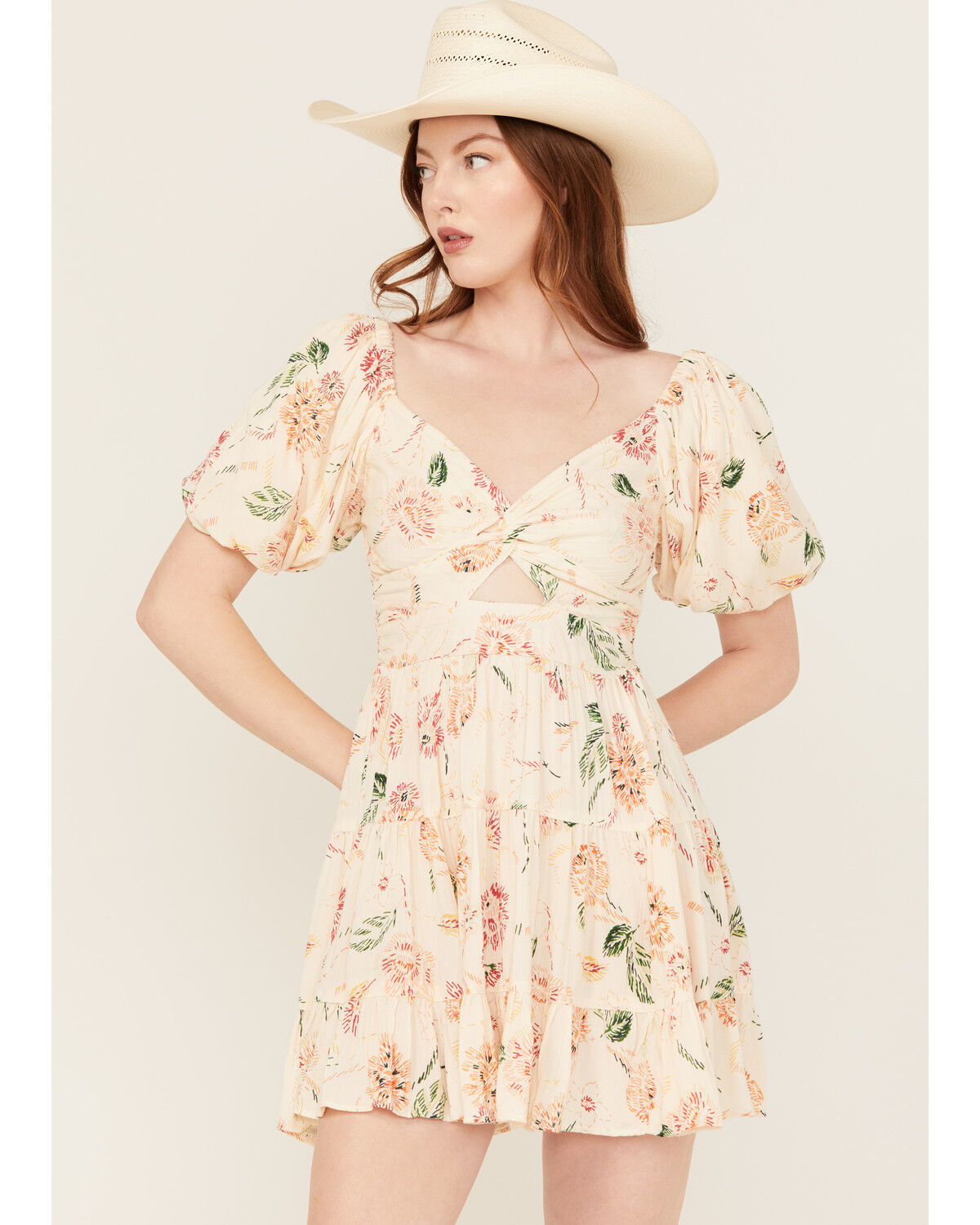 Women's Angie Floral Print Short Sleeve Mini Dress