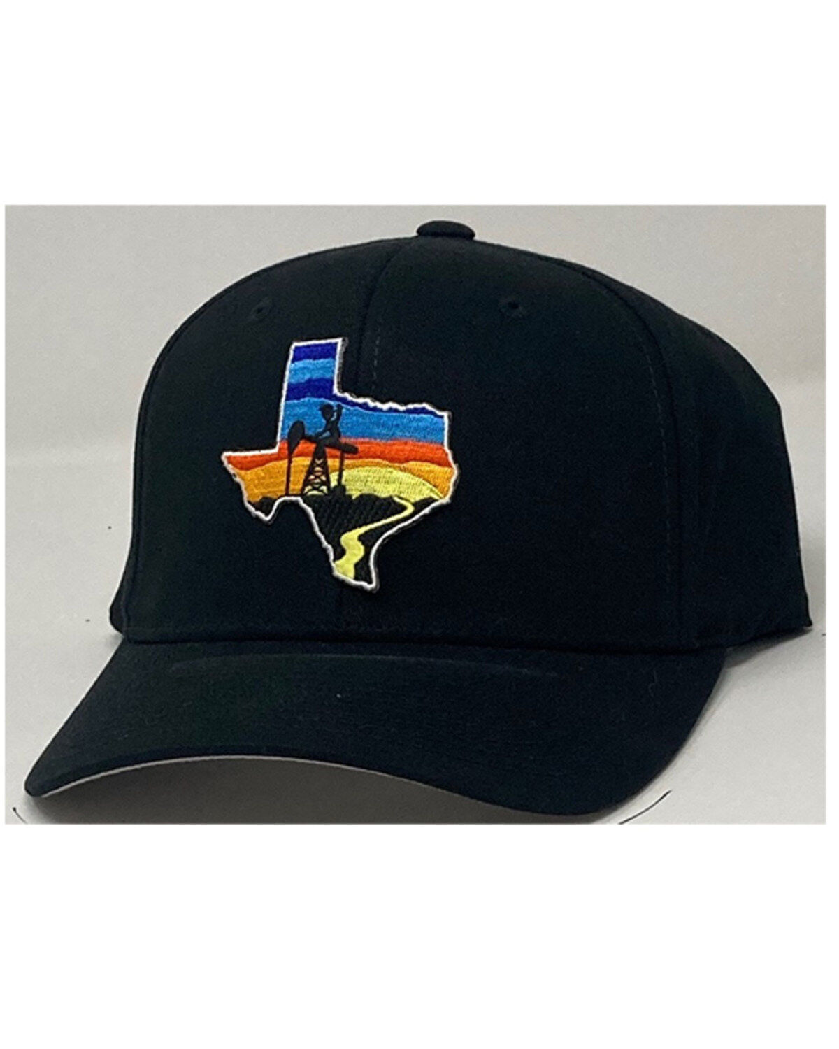 Men's Oil Field Hats Texas Oil Sunset Patch Solid-Back Ball Cap - Blac
