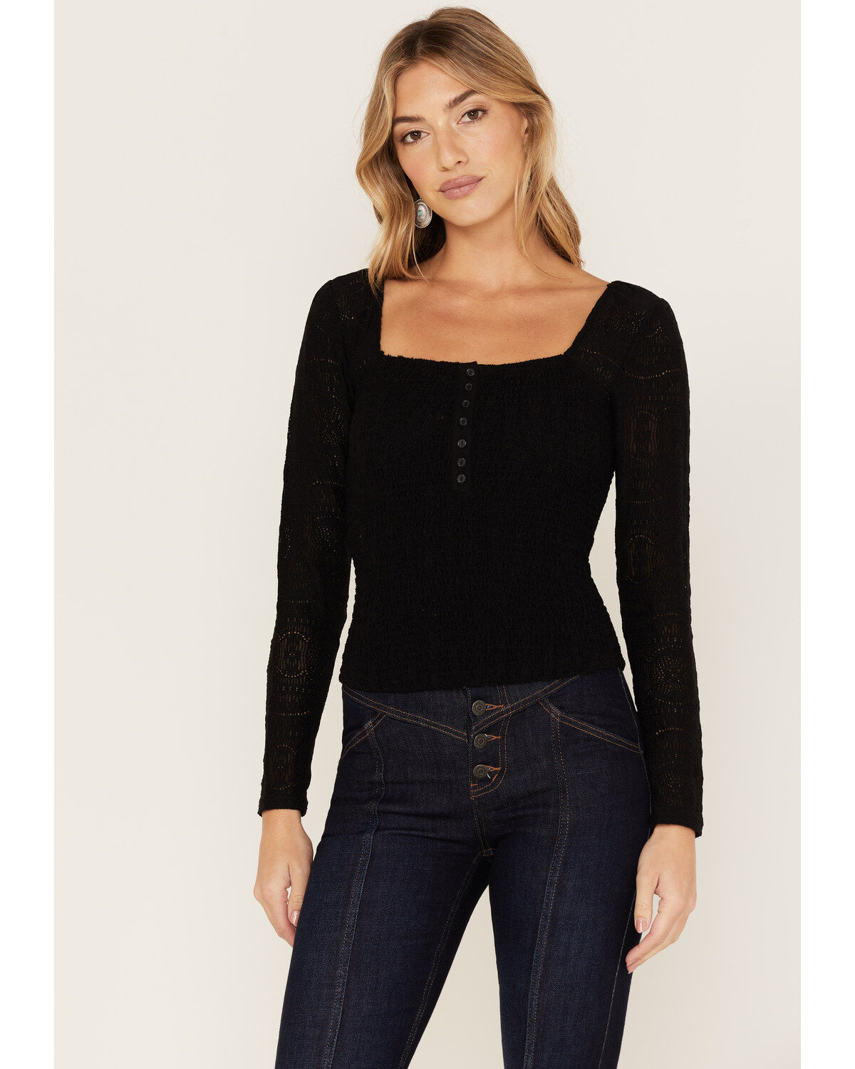 Women's Idyllwind Smocked Lace Long Sleeve Top