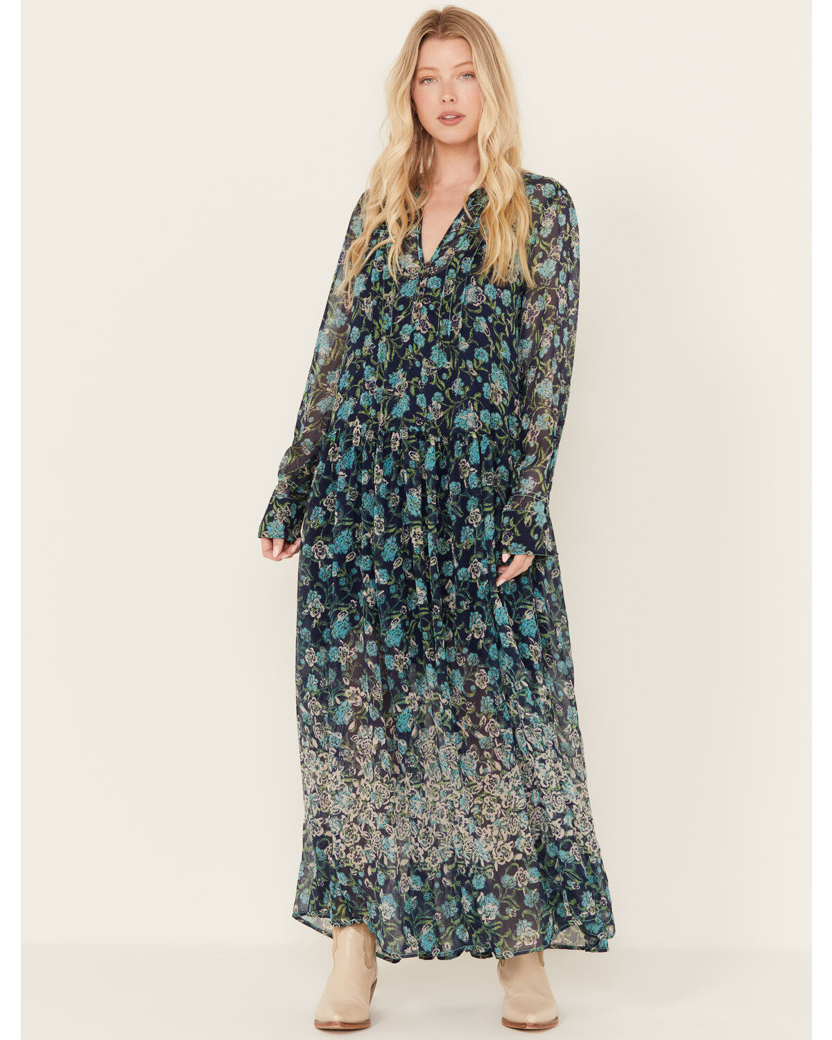 Women's Free People See It Through Floral Long Sleeve Maxi Dress