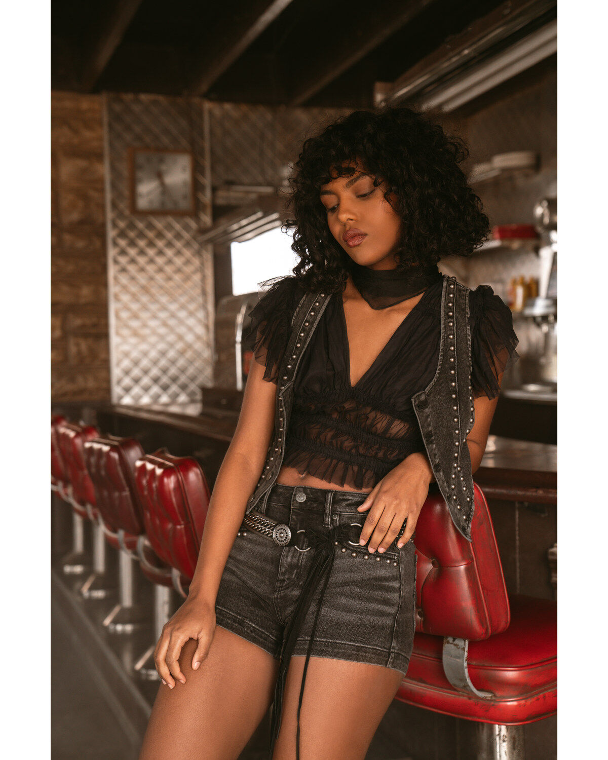 Women's Beyond The Radar Mesh Shirred Tank