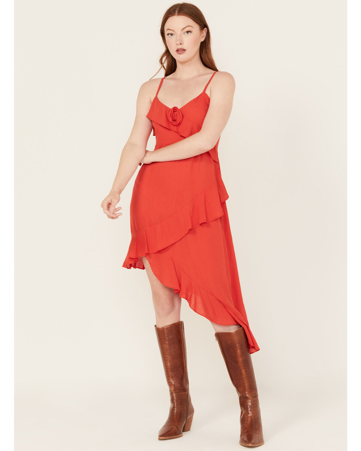 Women's Angie Solid Ruffle Hem Sleeveless Mini Dress