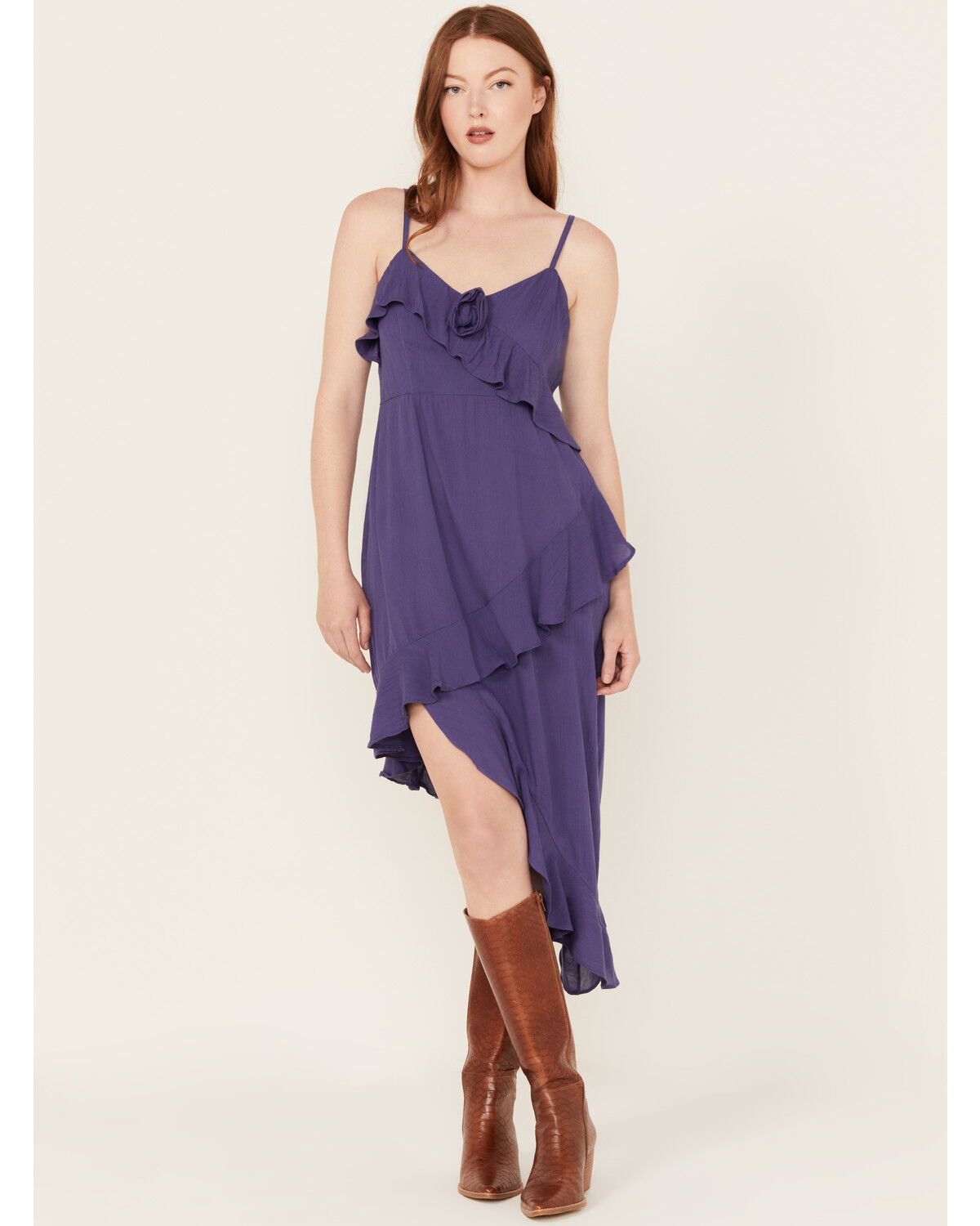 Women's Angie Solid Ruffle Hem Sleeveless Mini Dress