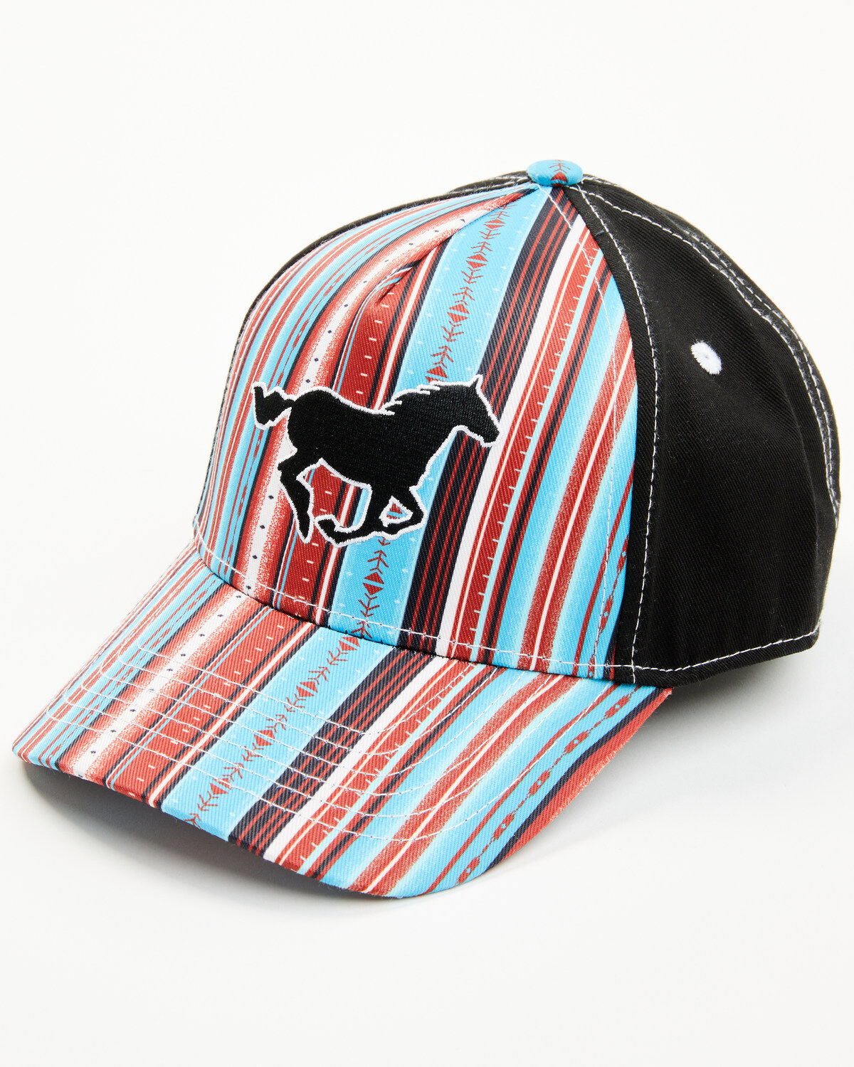 Girls' Cowgirl Hardware Running Horse Serape Striped Ball Cap