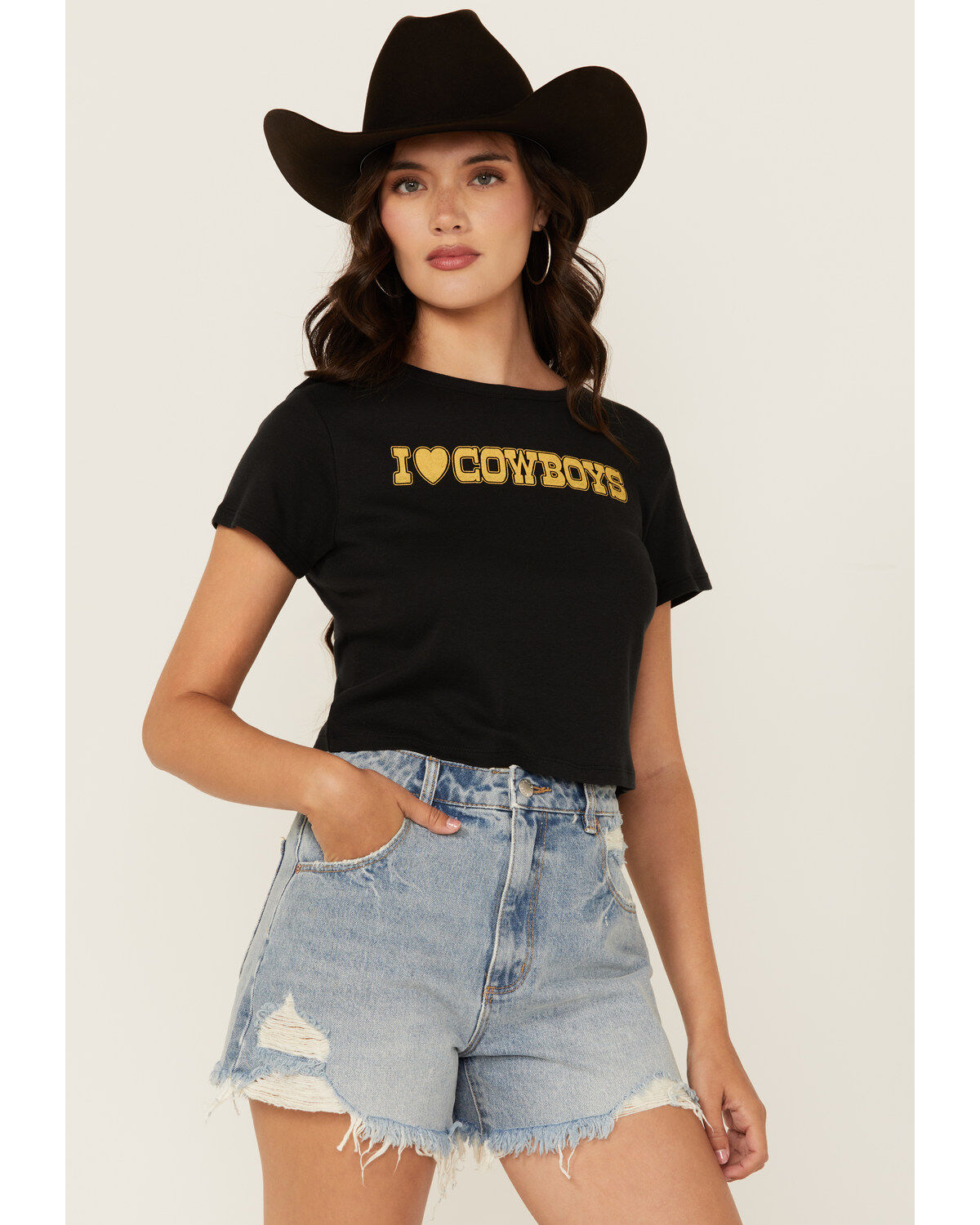 Women's Girl Dangerous I Heart Cowboys Graphic Baby Tee
